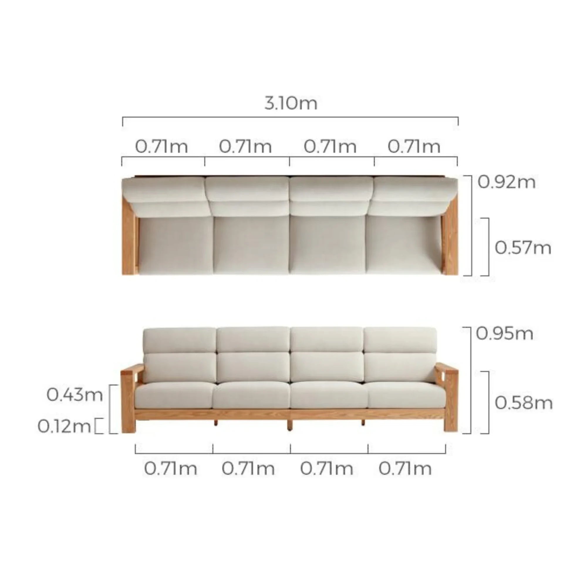 Linspire Mellow Solid Wood 4-Seater Sofa with Ottoman, White