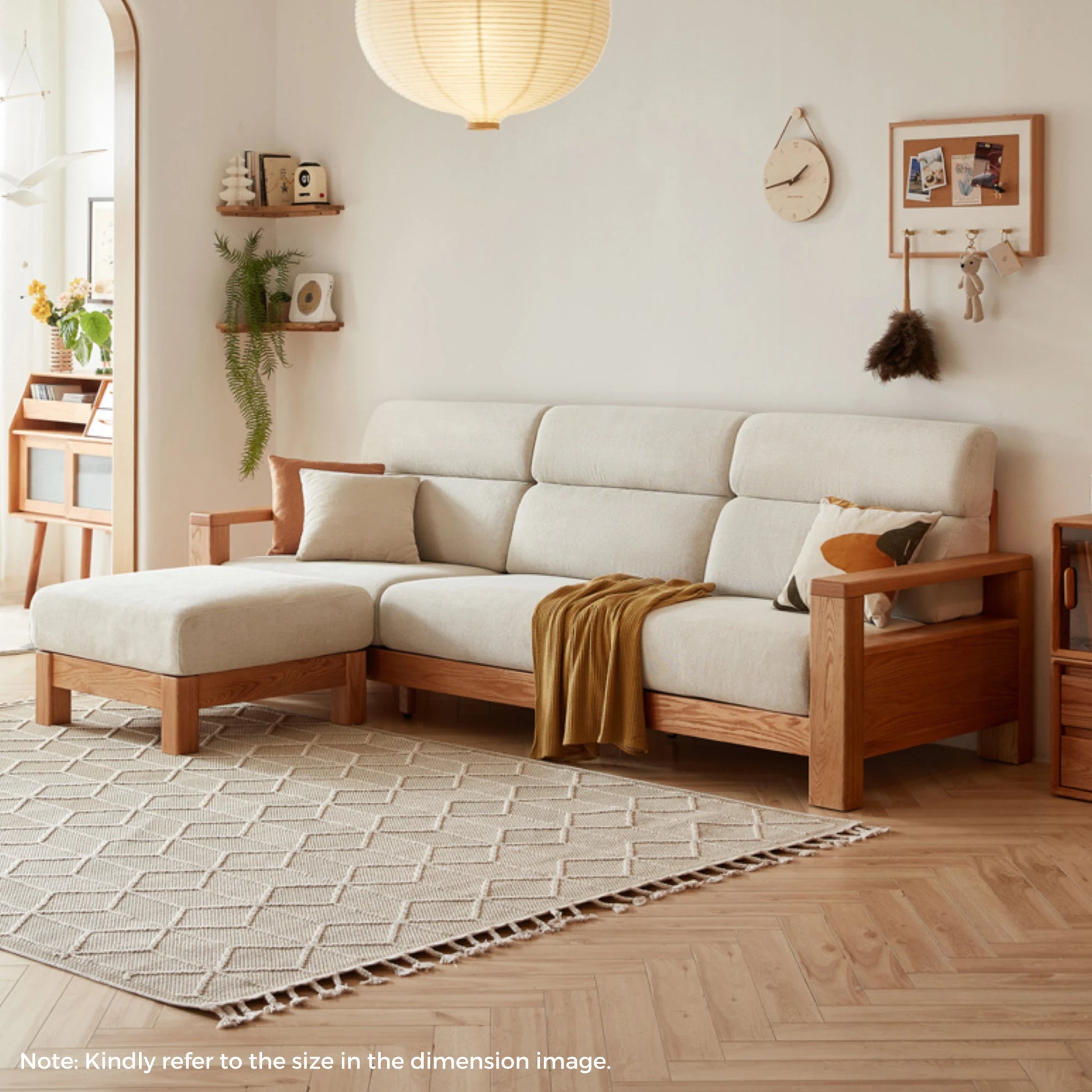 Linspire Mellow Solid Wood 3.5-Seater Sofa with Ottoman, White