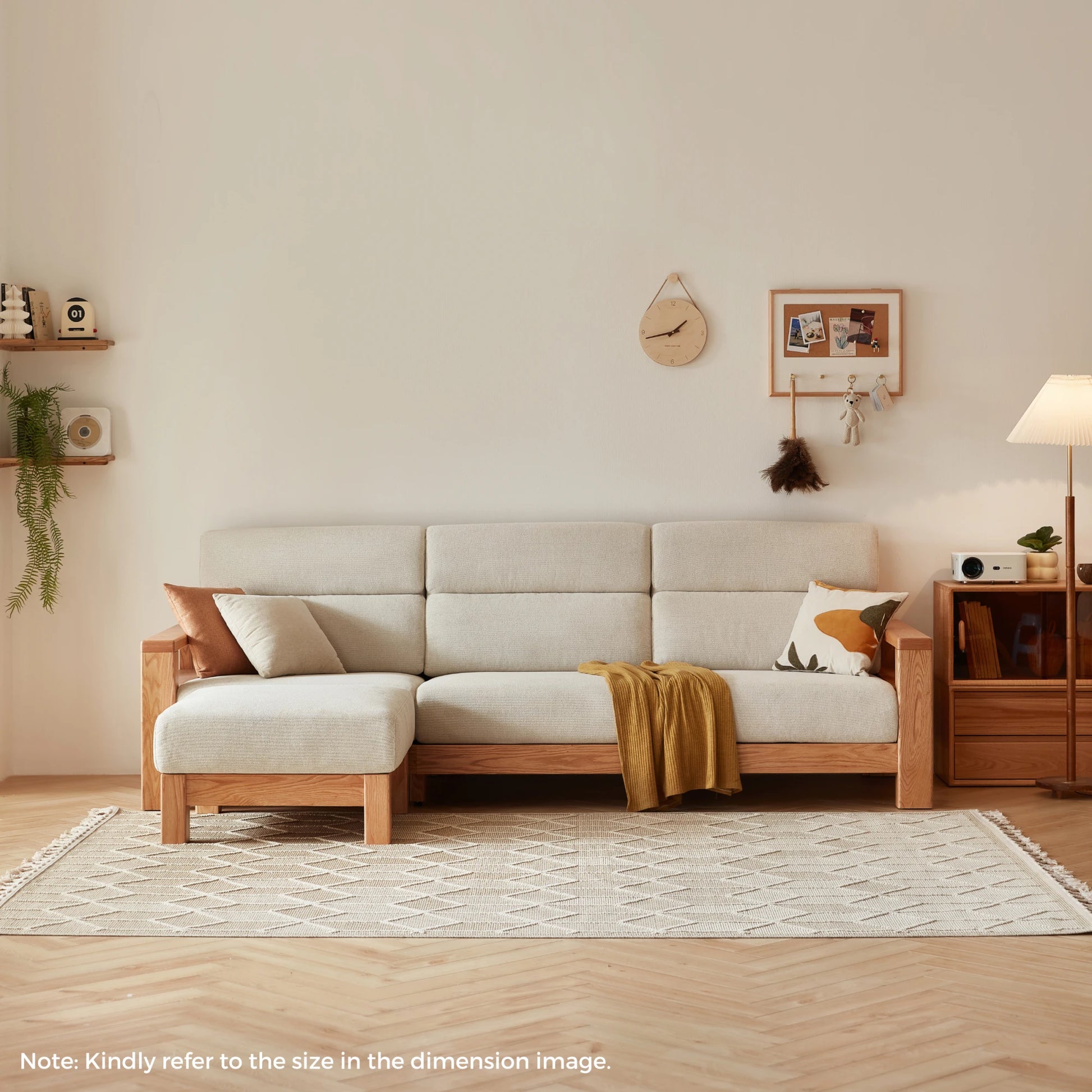 Linspire Mellow Solid Wood 3.5-Seater Sofa with Ottoman, White