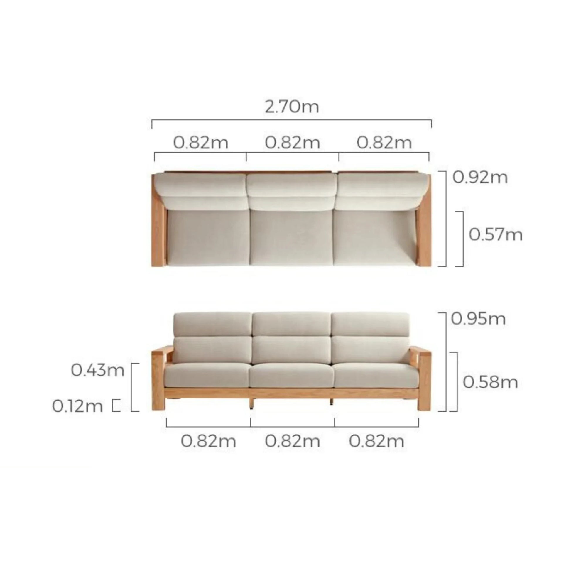Linspire Mellow Solid Wood 3.5-Seater Sofa with Ottoman, White