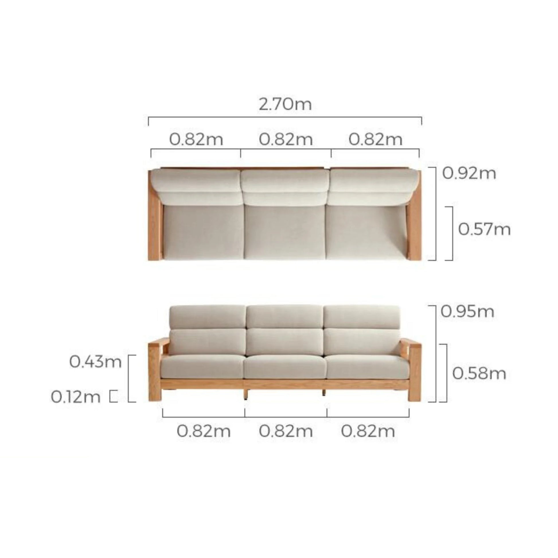 Linspire Mellow Solid Wood 3.5-Seater Sofa with Ottoman, White
