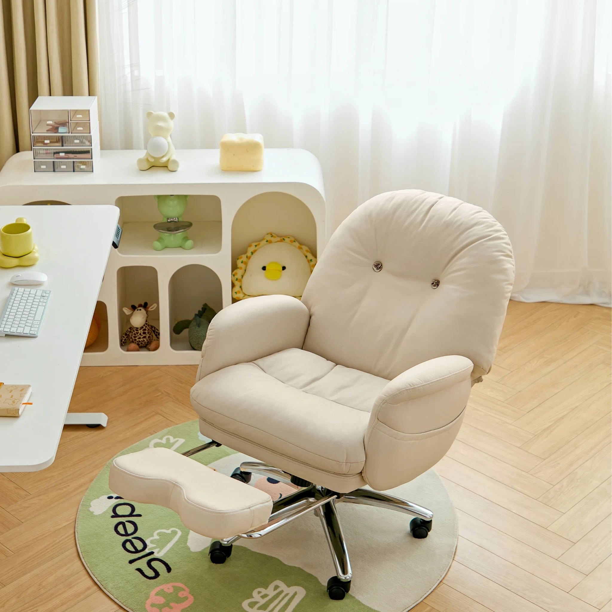 Linspire Nectar Leathaire Office Chair, Off-White