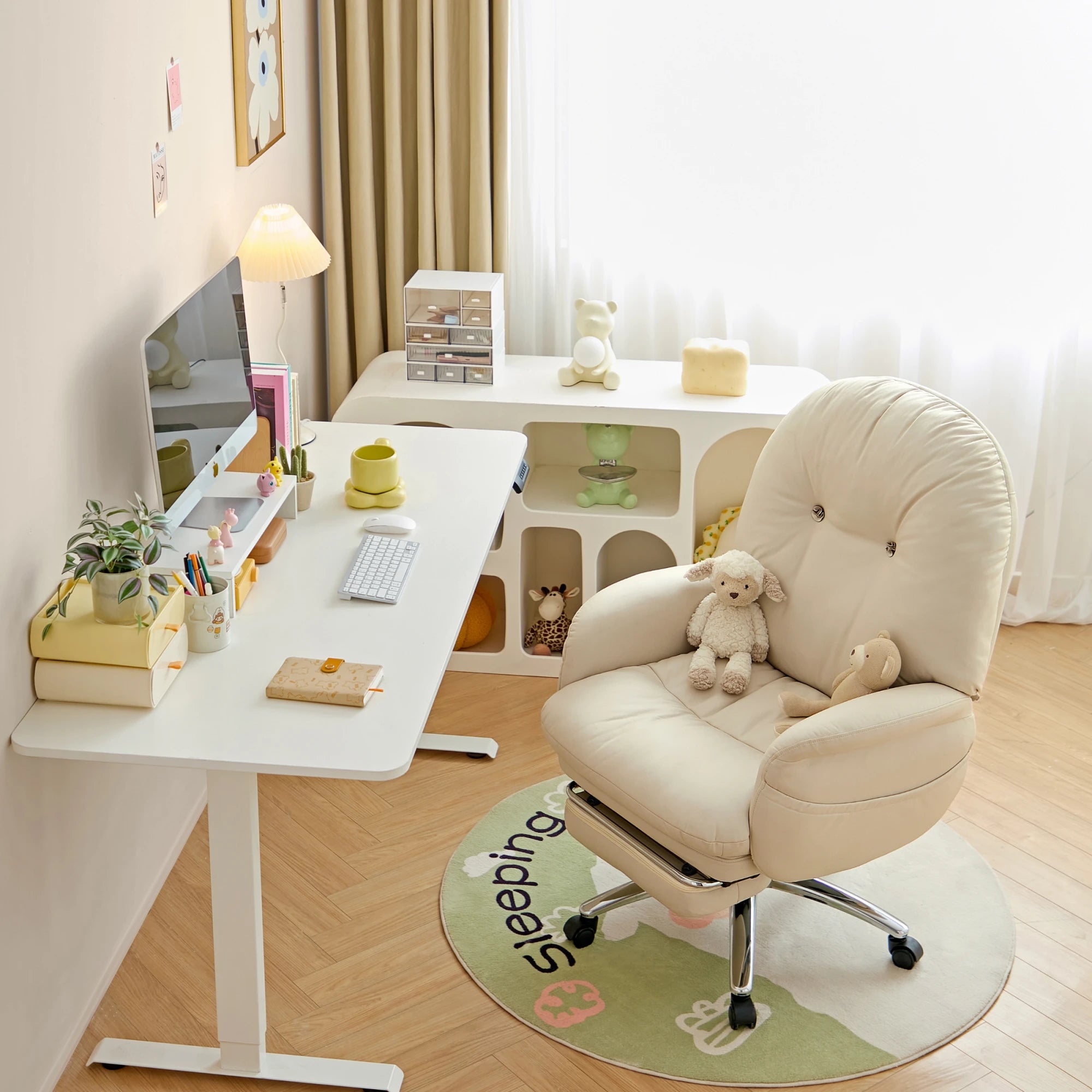 Linspire Nectar Leathaire Office Chair, Off-White