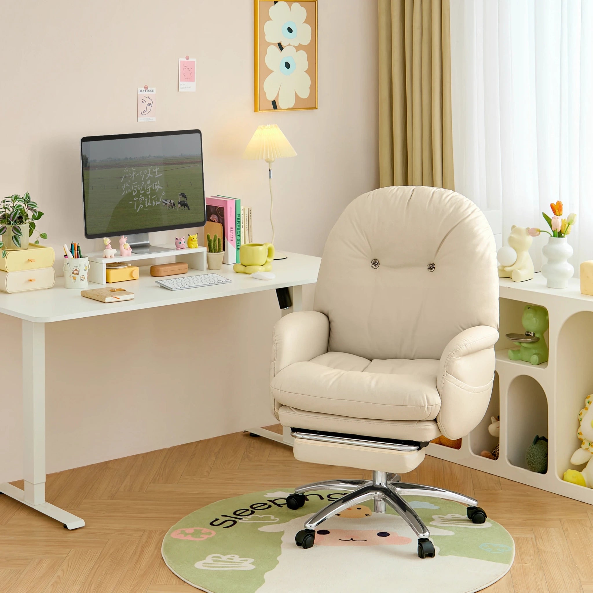 Linspire Nectar Leathaire Office Chair, Off-White