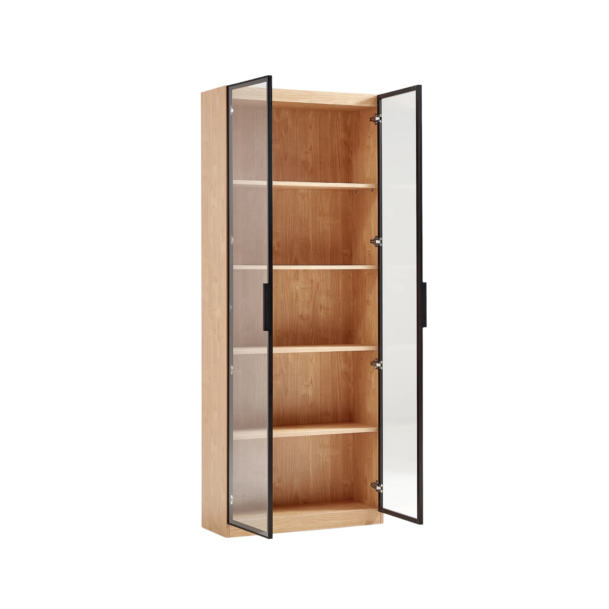 Linspire Prism 2 Plastic Door Bookcase, Natural Wood & Black