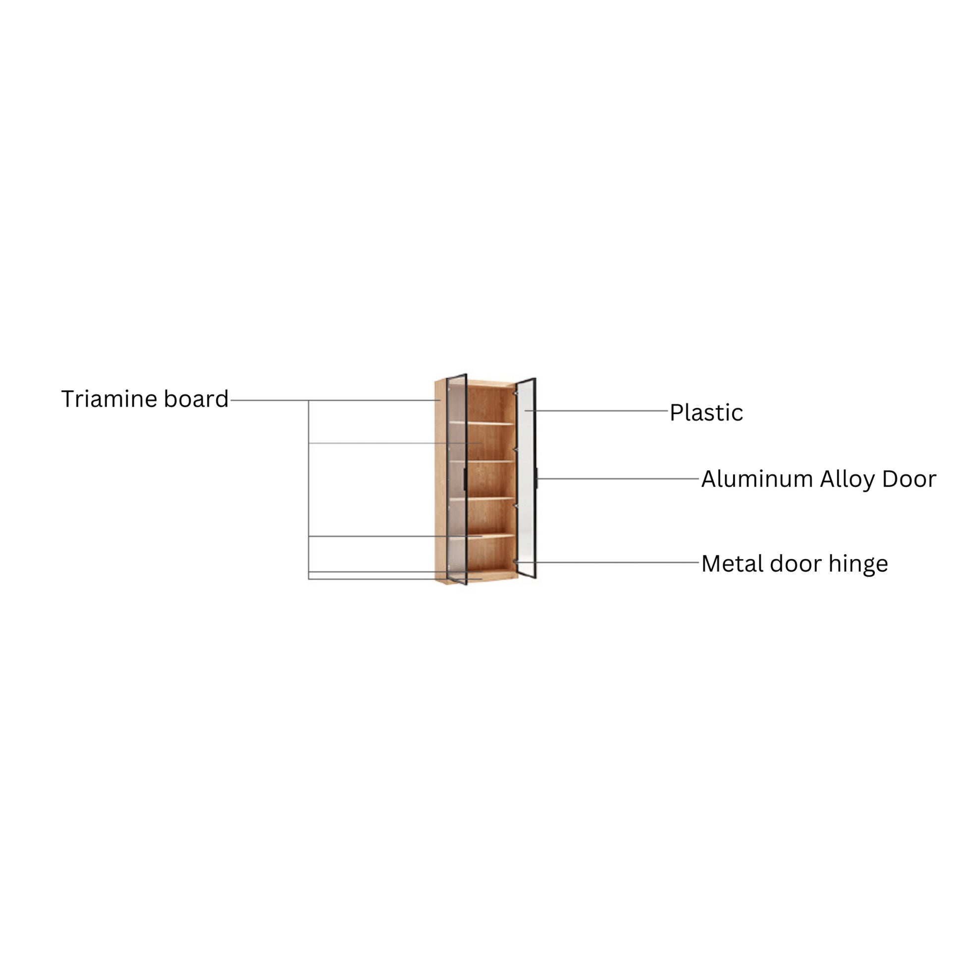 Linspire Prism 2 Plastic Door Bookcase, Natural Wood & Black