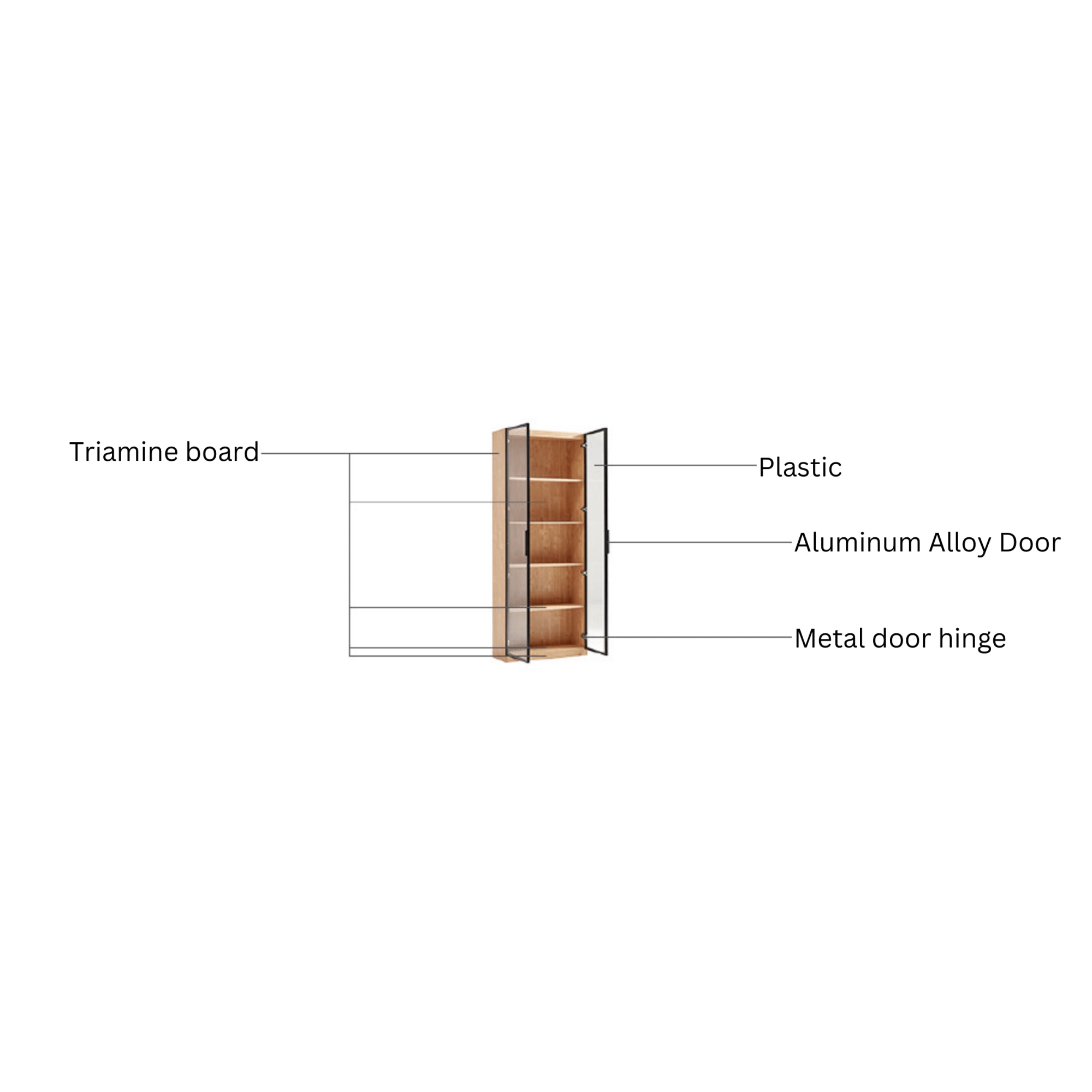 Linspire Prism 2 Plastic Door Bookcase, Natural Wood & Black