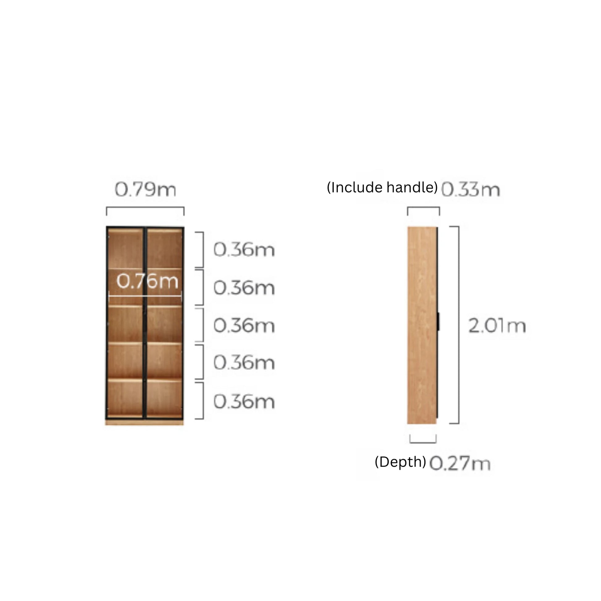Linspire Prism 2 Plastic Door Bookcase, Natural Wood & Black