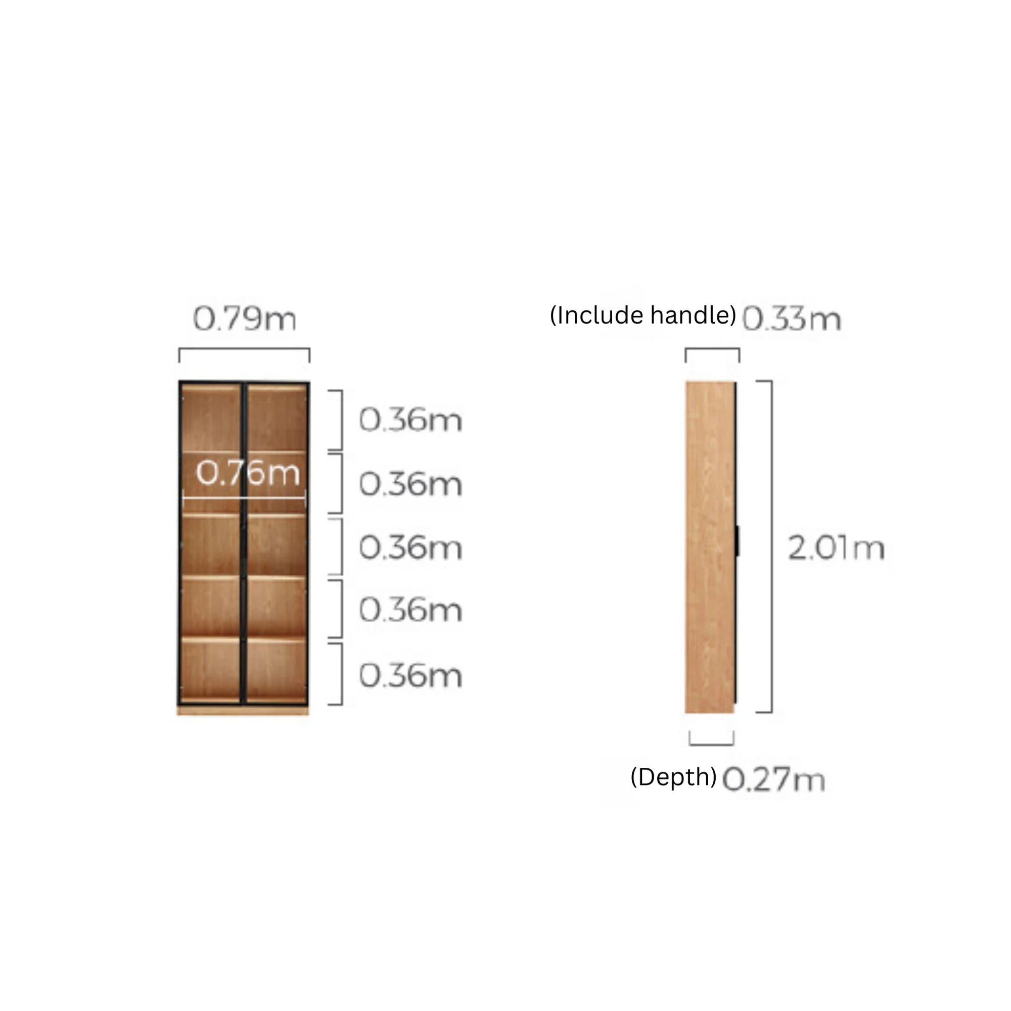 Linspire Prism 2 Plastic Door Bookcase, Natural Wood & Black
