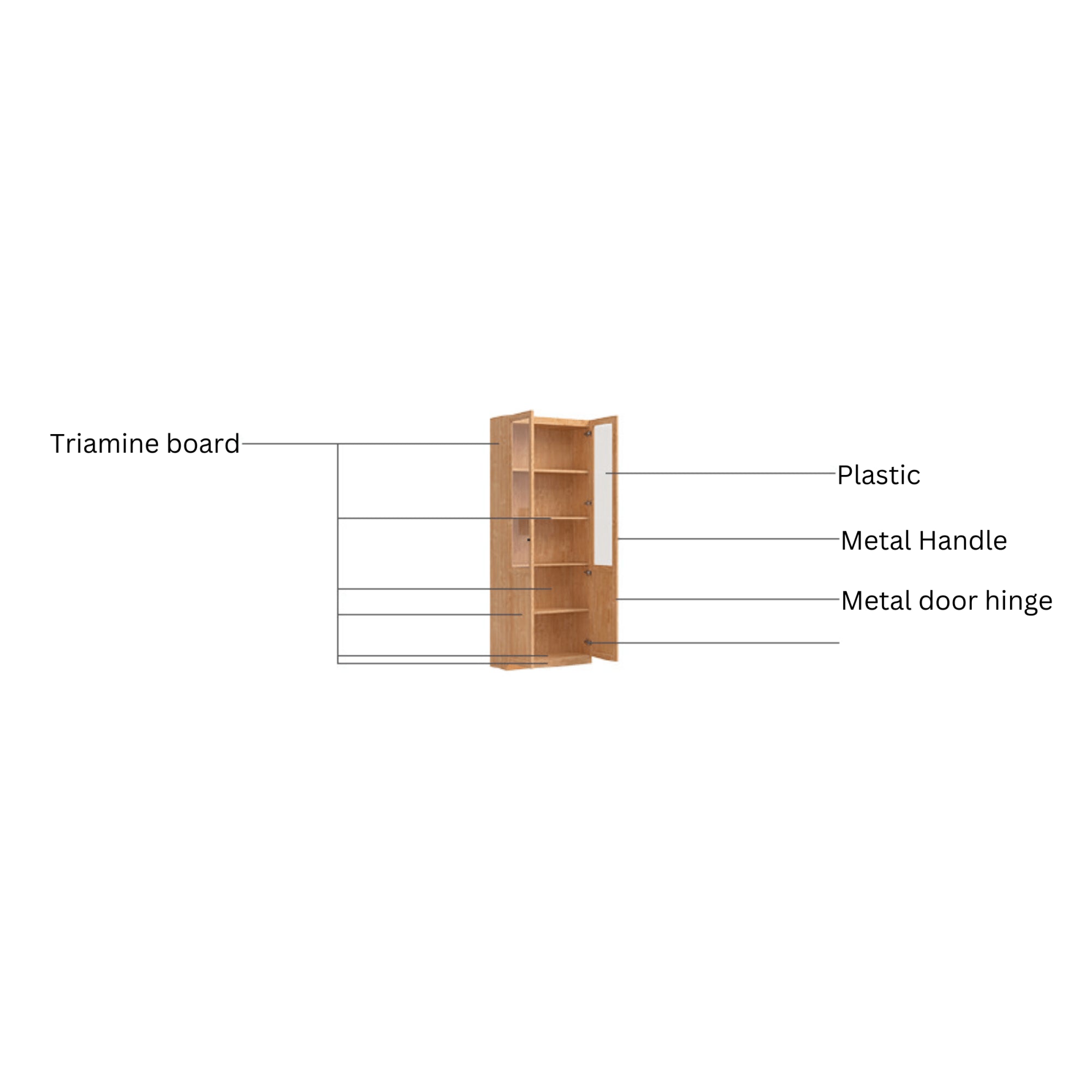 Linspire Prism 2 Plastic/Panel Door Bookcase, Natural Wood