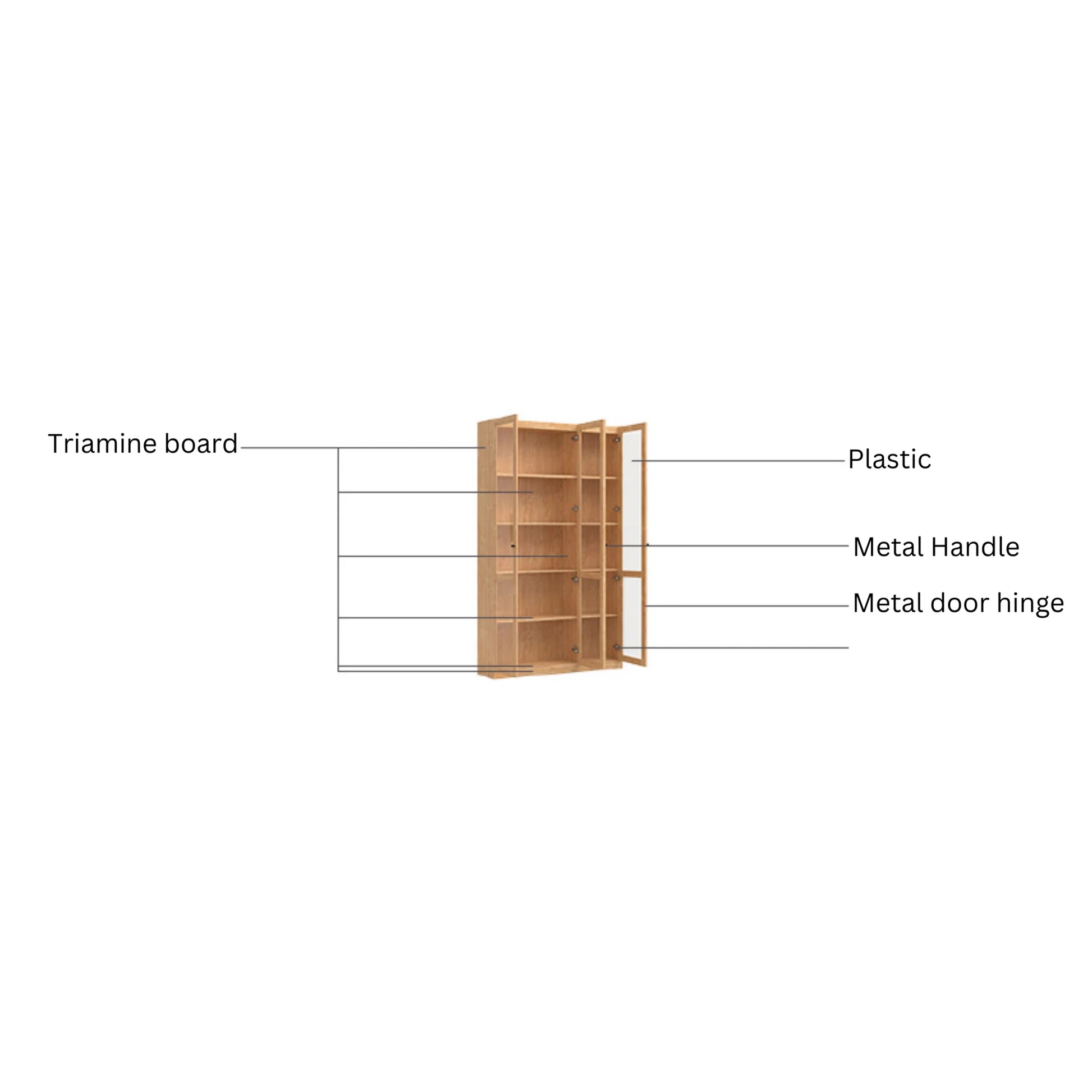 Linspire Prism 3 Plastic Door Bookcase, Natural Wood