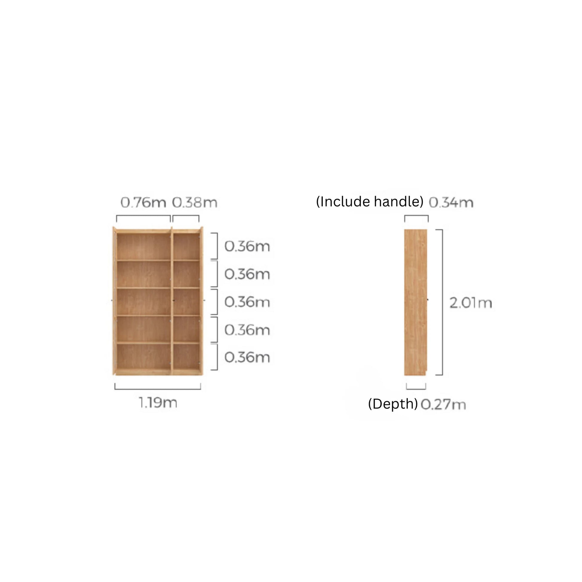 Linspire Prism 3 Plastic Door Bookcase, Natural Wood
