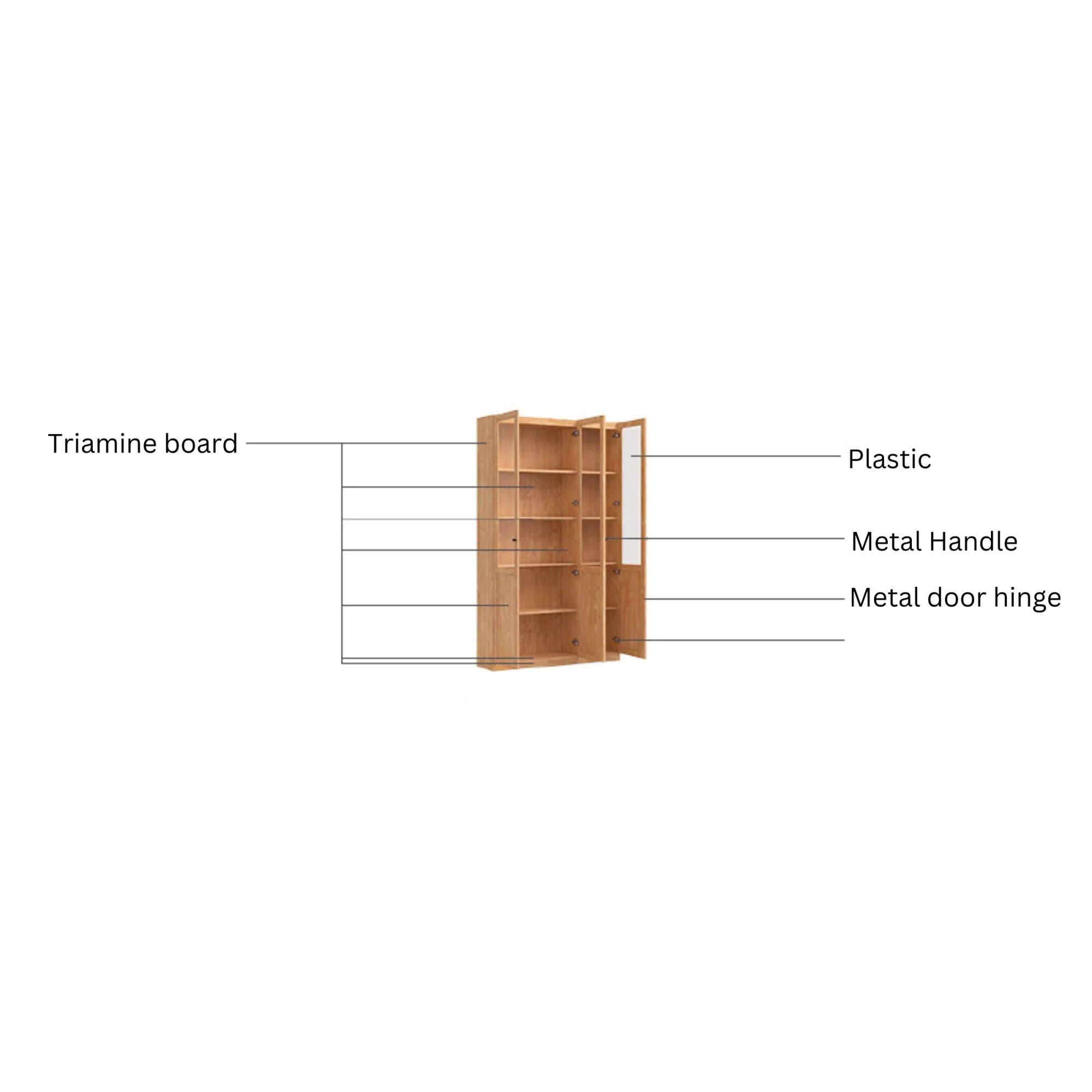 Linspire Prism 3 Plastic/Panel Door Bookcase, Natural Wood