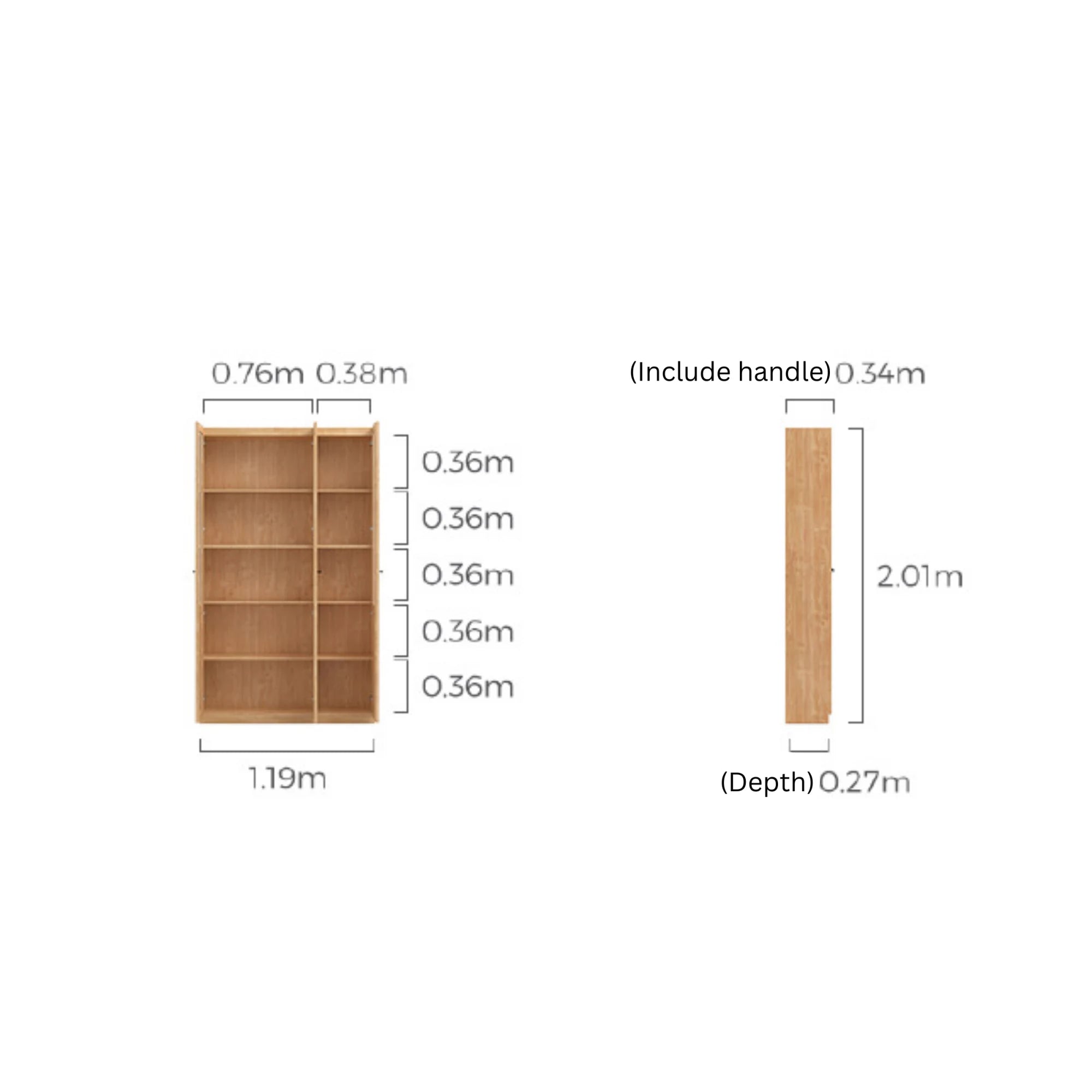 Linspire Prism 3 Plastic/Panel Door Bookcase, Natural Wood