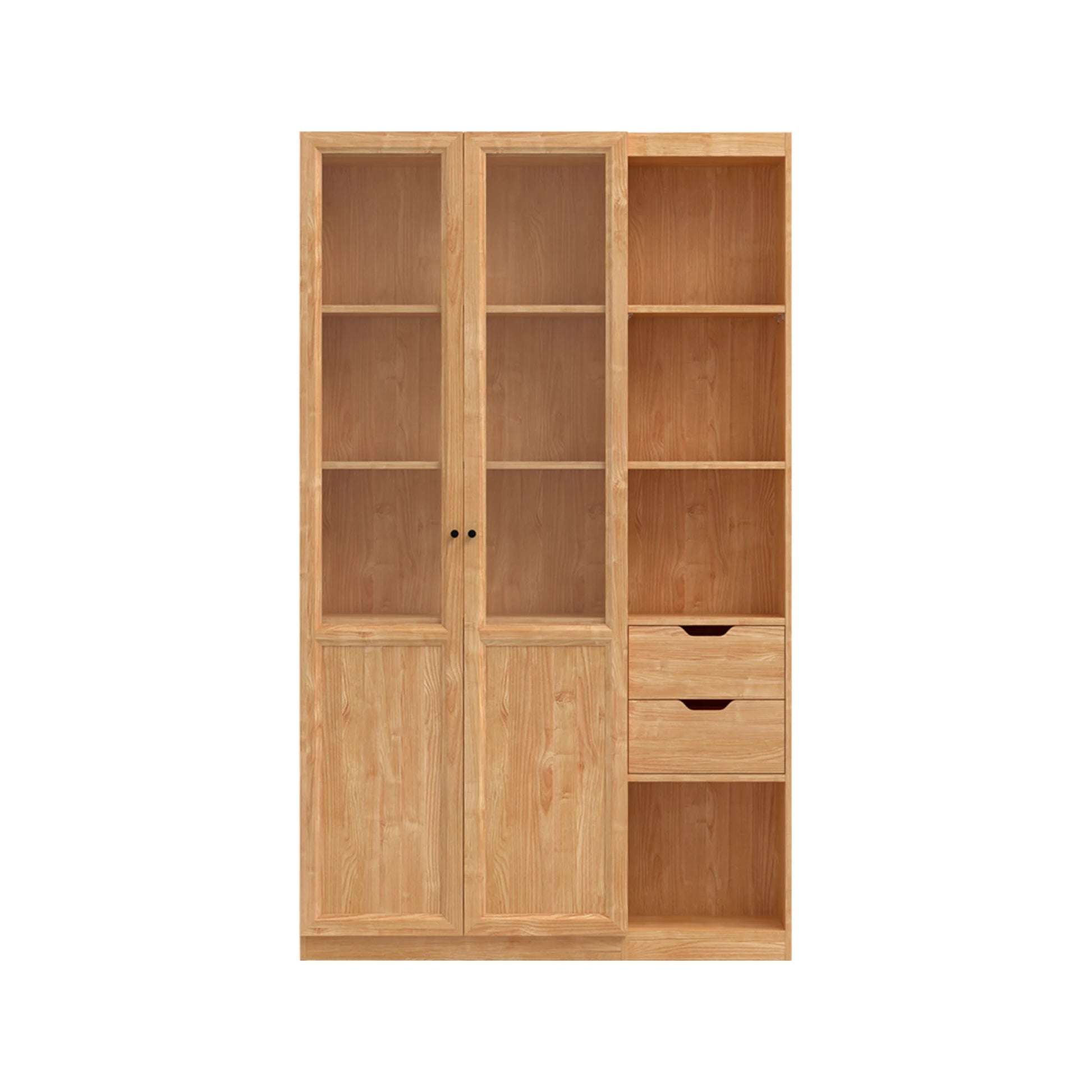 Linspire Prism 2 Plastic/Panel Door Bookcase with 2 Drawers, Natural Wood