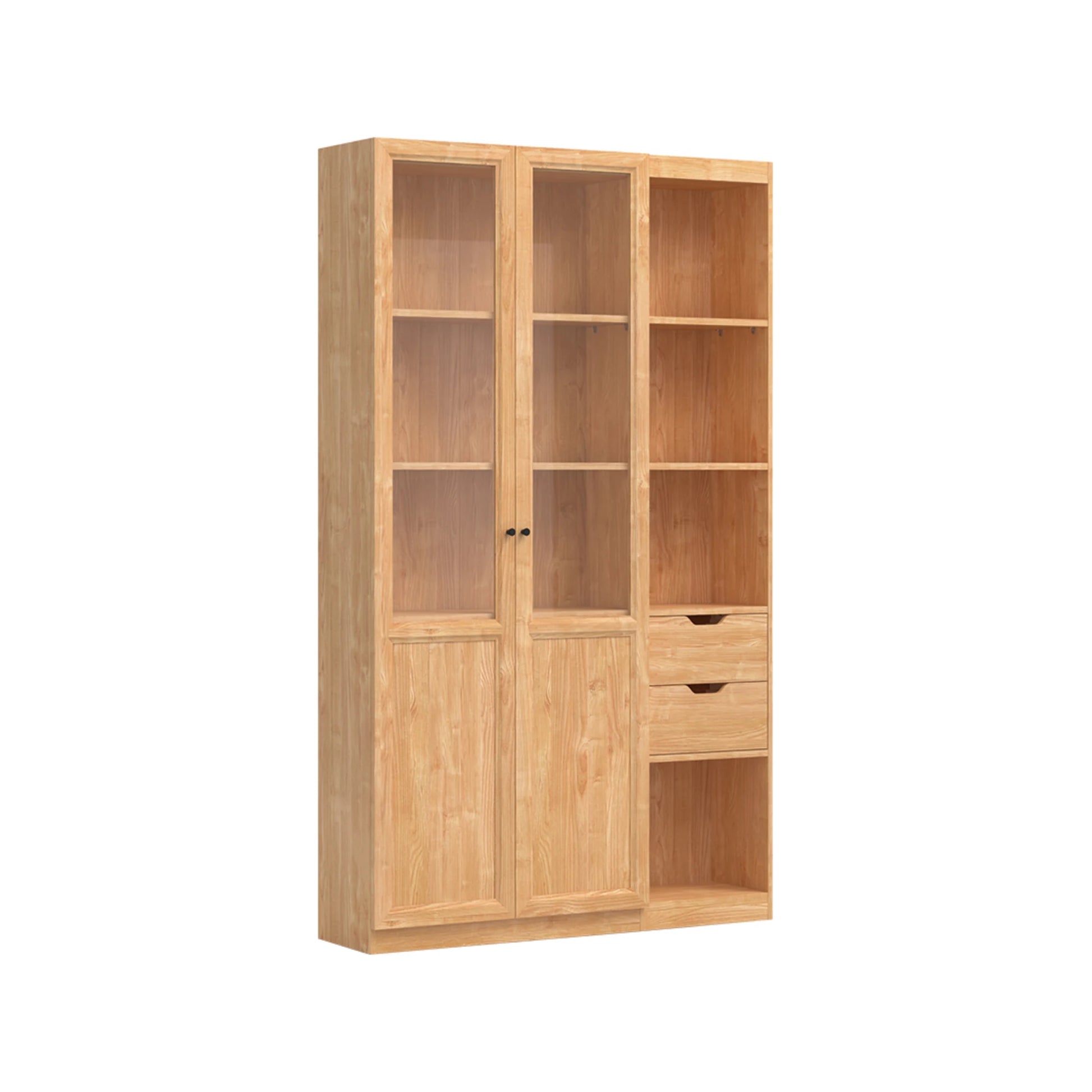 Linspire Prism 2 Plastic/Panel Door Bookcase with 2 Drawers, Natural Wood