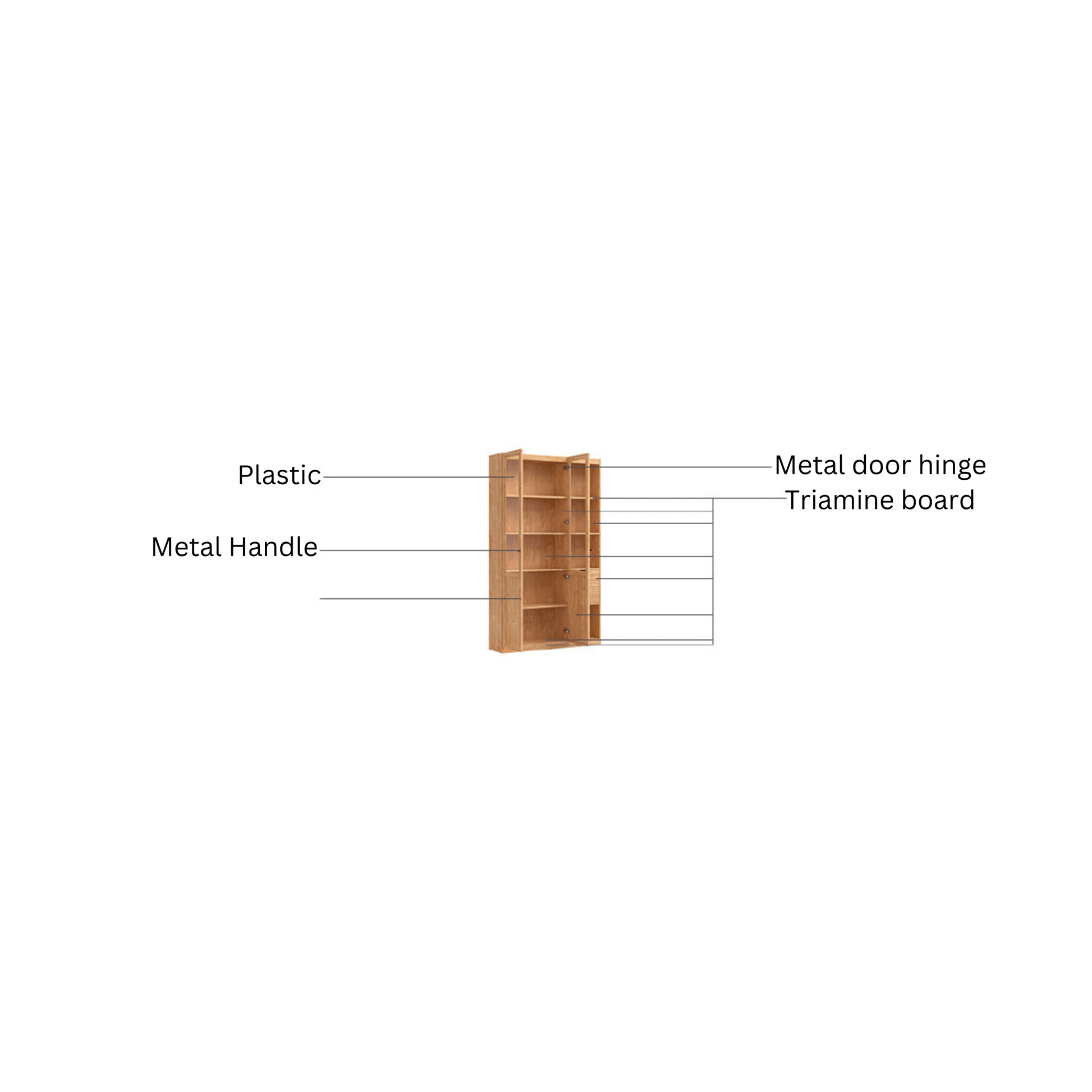Linspire Prism 2 Plastic/Panel Door Bookcase with 2 Drawers, Natural Wood