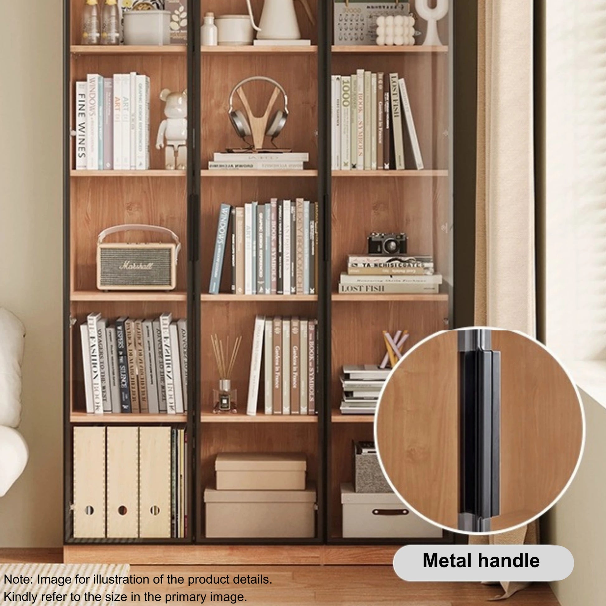 Linspire Prism 2 Plastic Door Bookcase with 2 Drawers, Natural Wood
