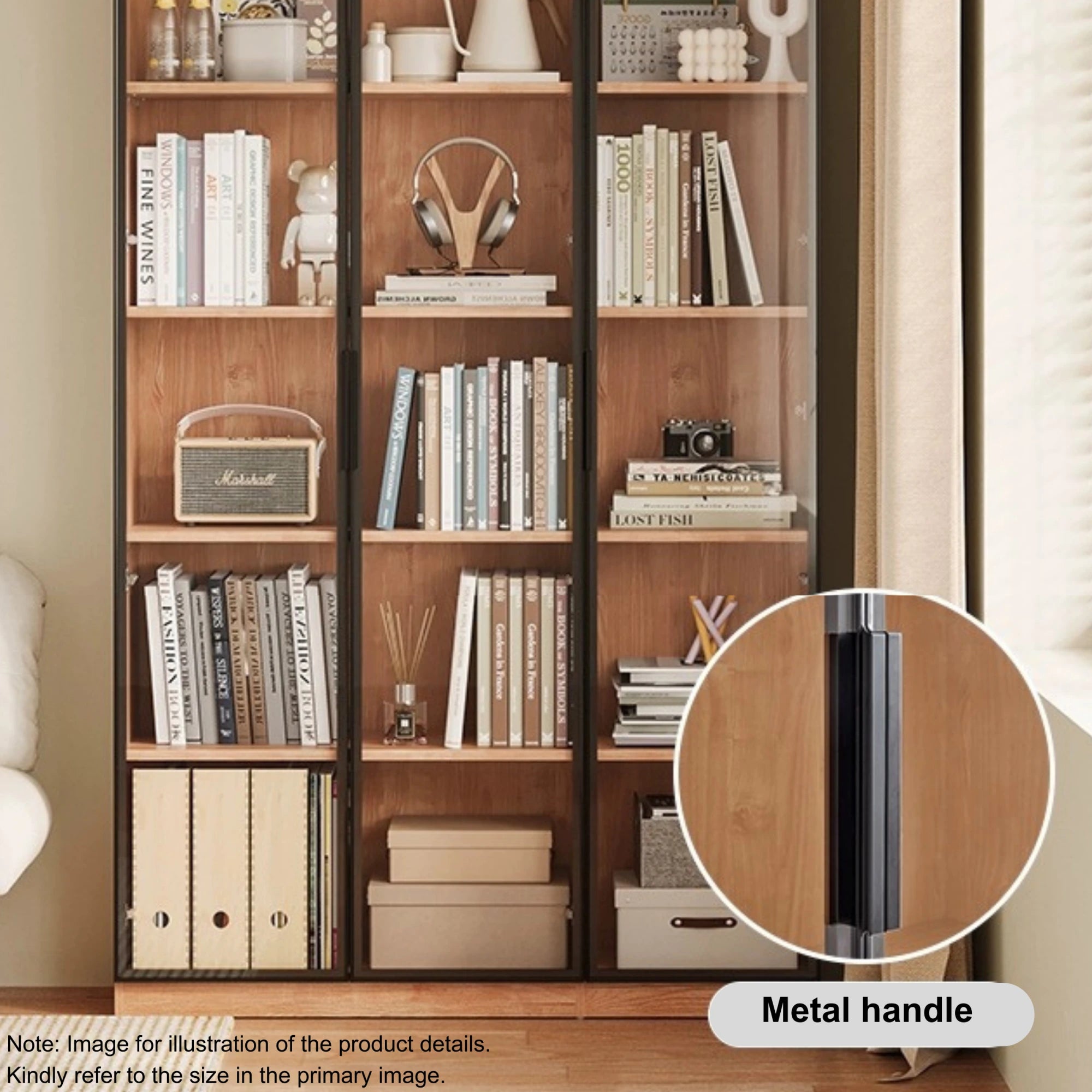 Linspire Prism 2 Plastic Door Bookcase with 2 Drawers, Natural Wood