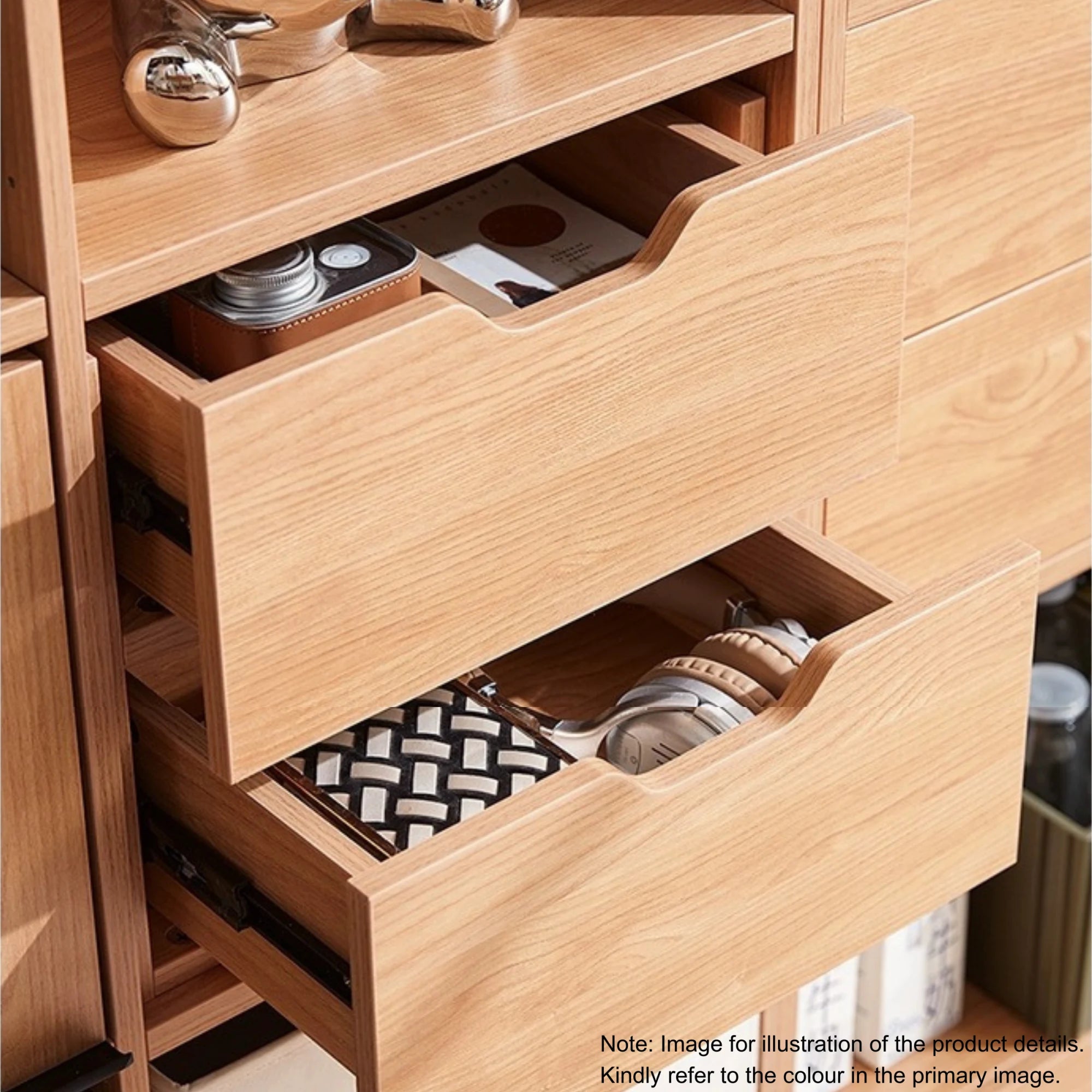 Linspire Prism 2 Plastic Door Bookcase with 2 Drawers, Natural Wood