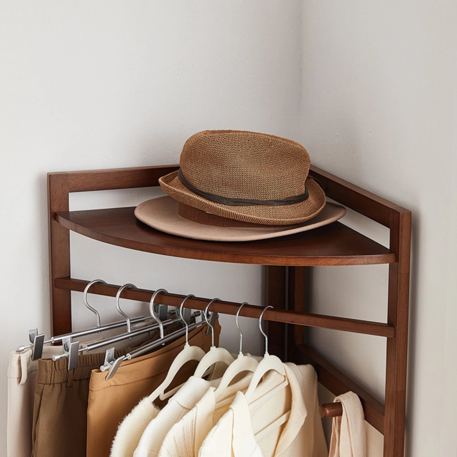 Linspire Quaint Solid Wood Corner Clothes Rack, Large