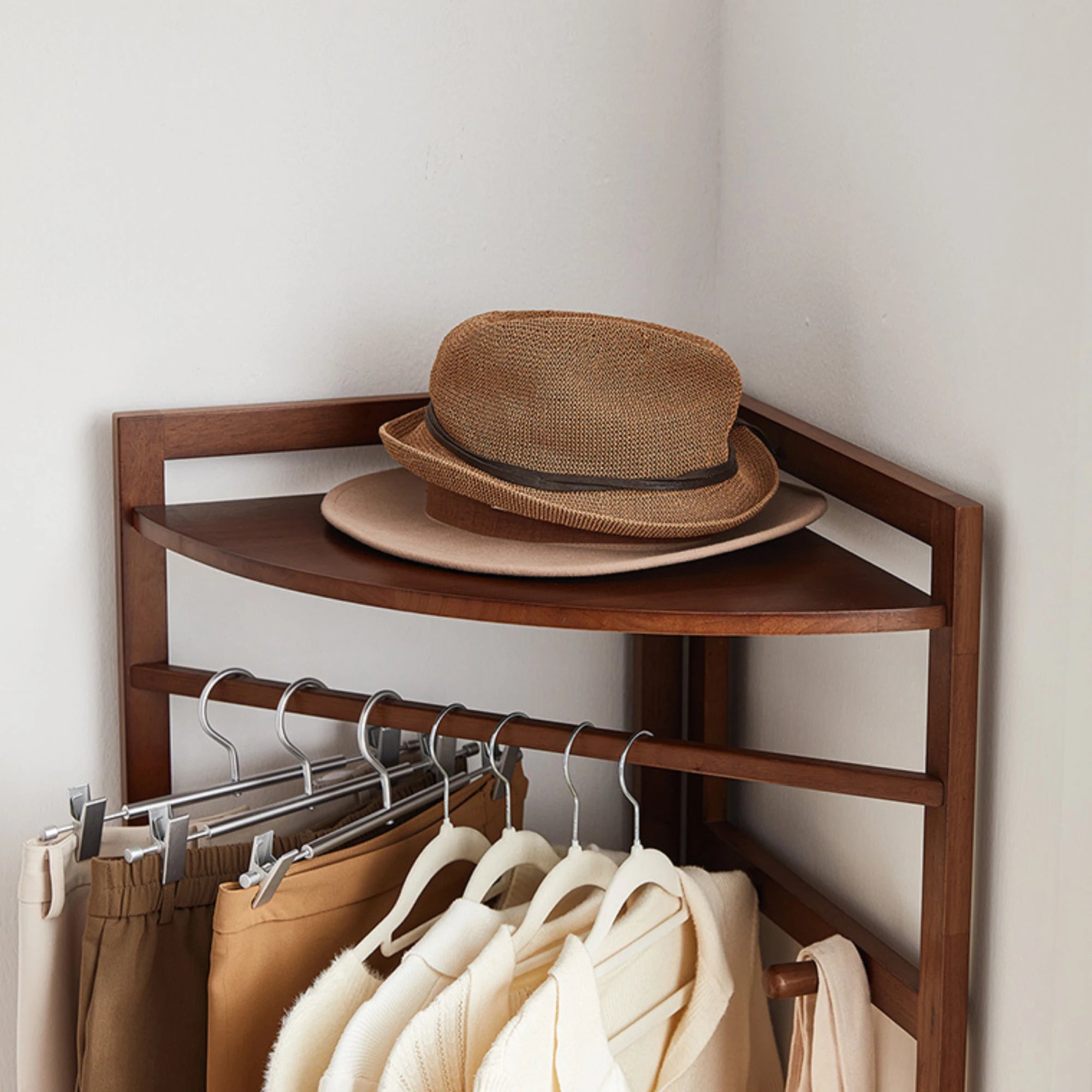 Linspire Quaint Solid Wood Corner Clothes Rack, Large