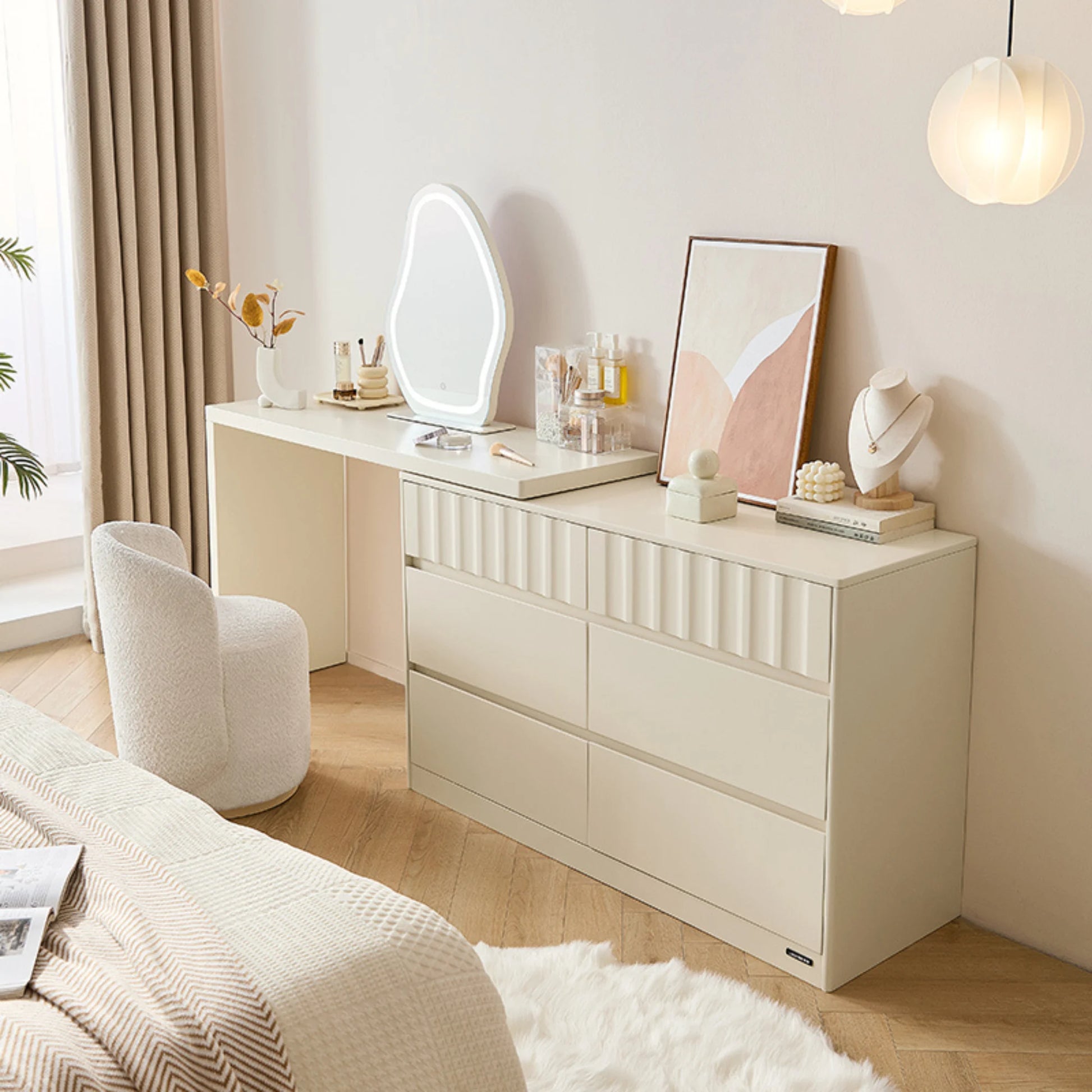 Linspire Whisper Adjustable Dressing Table with Chest of 6 Drawers