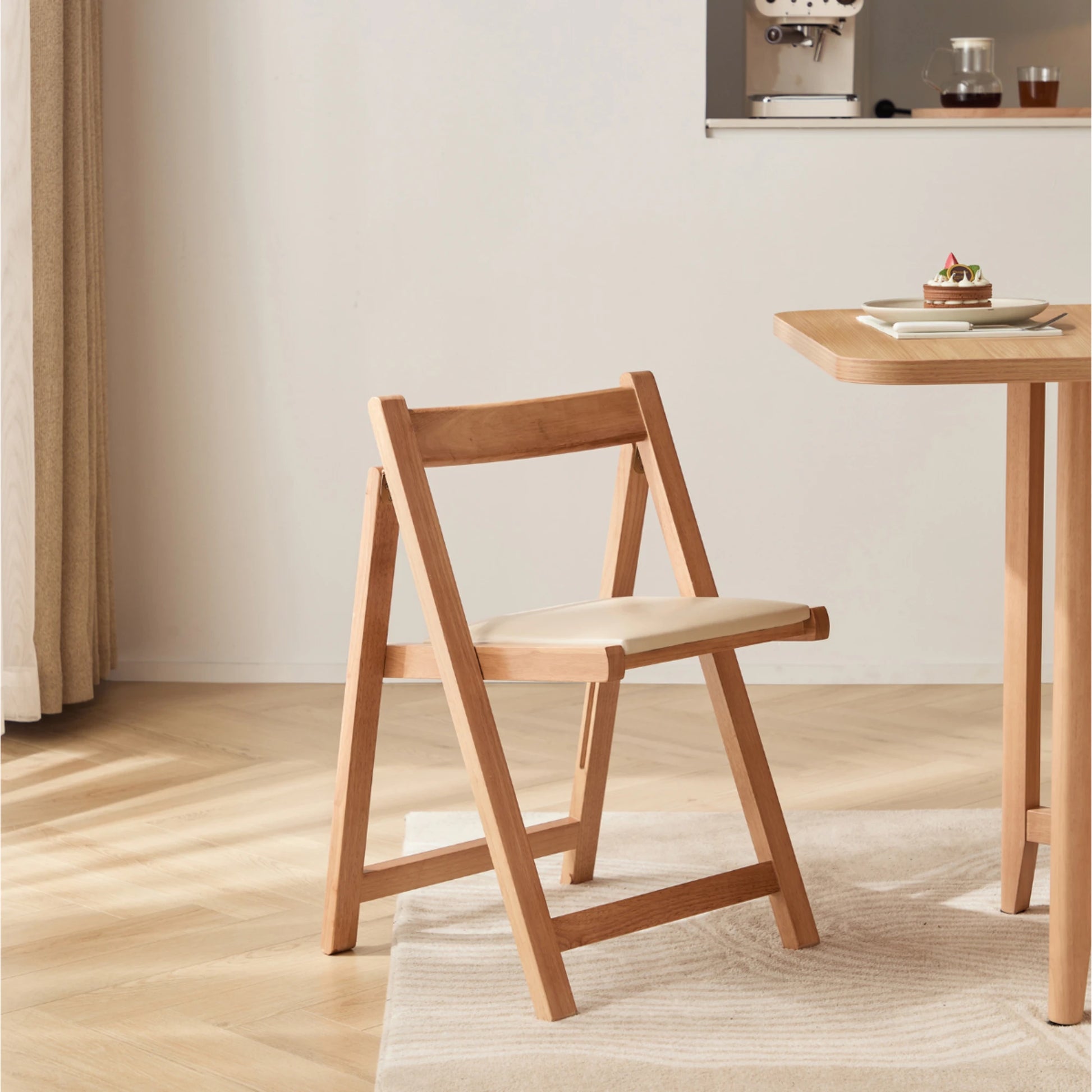 Linspire Yumi Solid Wood Foldable Dining Chair, Natural Wood, Set of 2