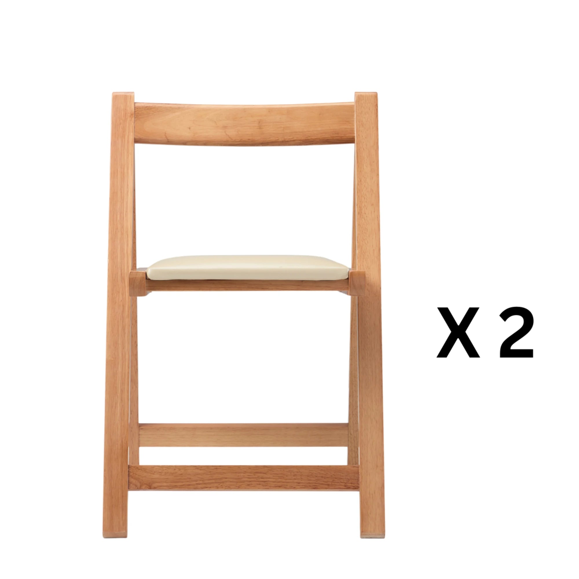 Linspire Yumi Solid Wood Foldable Dining Chair, Natural Wood, Set of 2