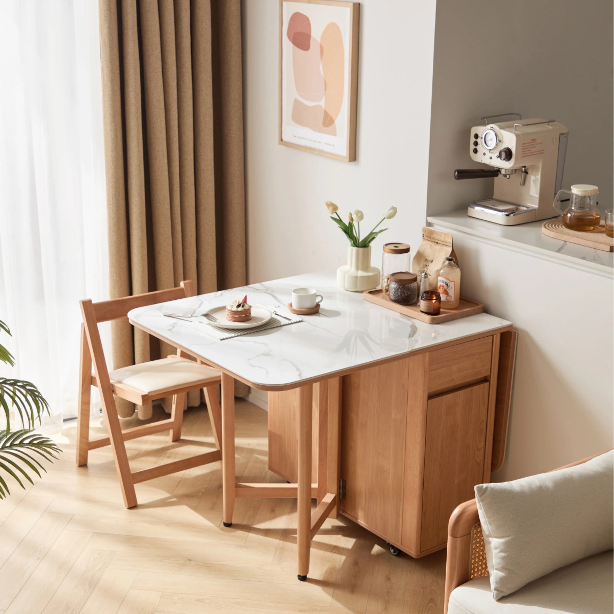 Linspire Yumi Solid Wood Foldable Dining Chair, Natural Wood, Set of 2