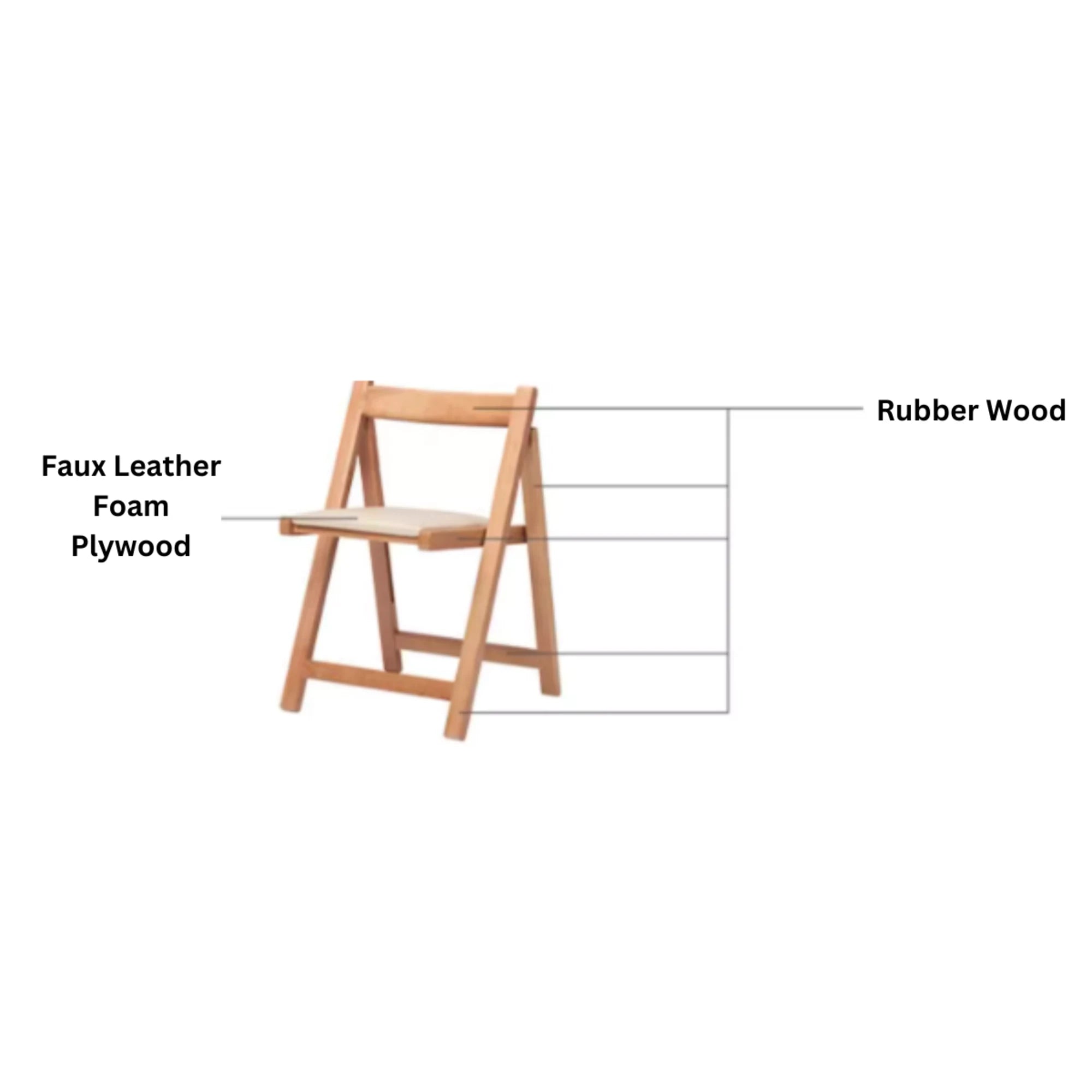 Linspire Yumi Solid Wood Foldable Dining Chair, Natural Wood, Set of 2