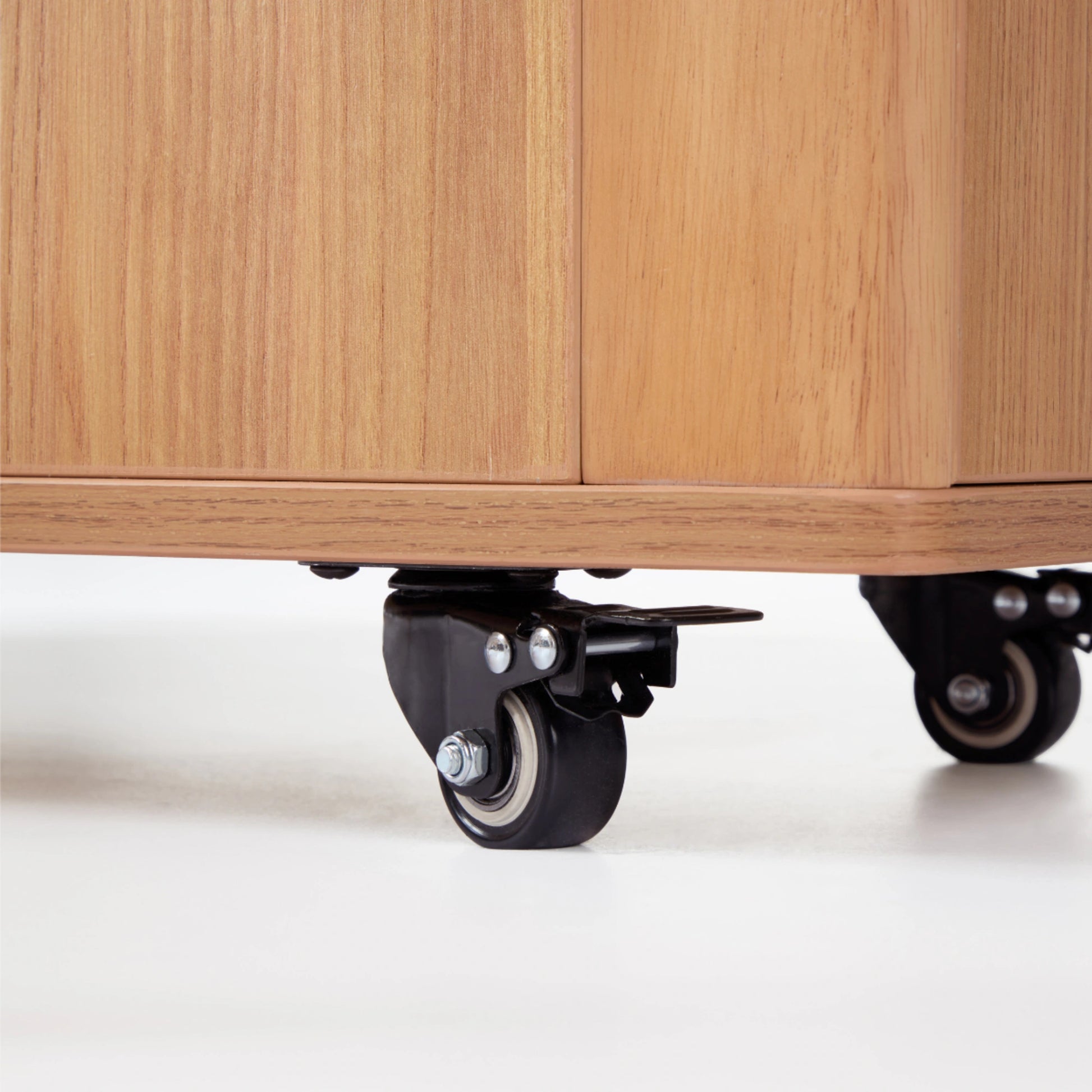 Linspire Yumi Sintered Stone Table Top Foldable Dining Table with Castors, Natural Wood & Faux White Marble