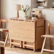 Linspire Yumi Foldable Dining Table with Castors, Natural Wood