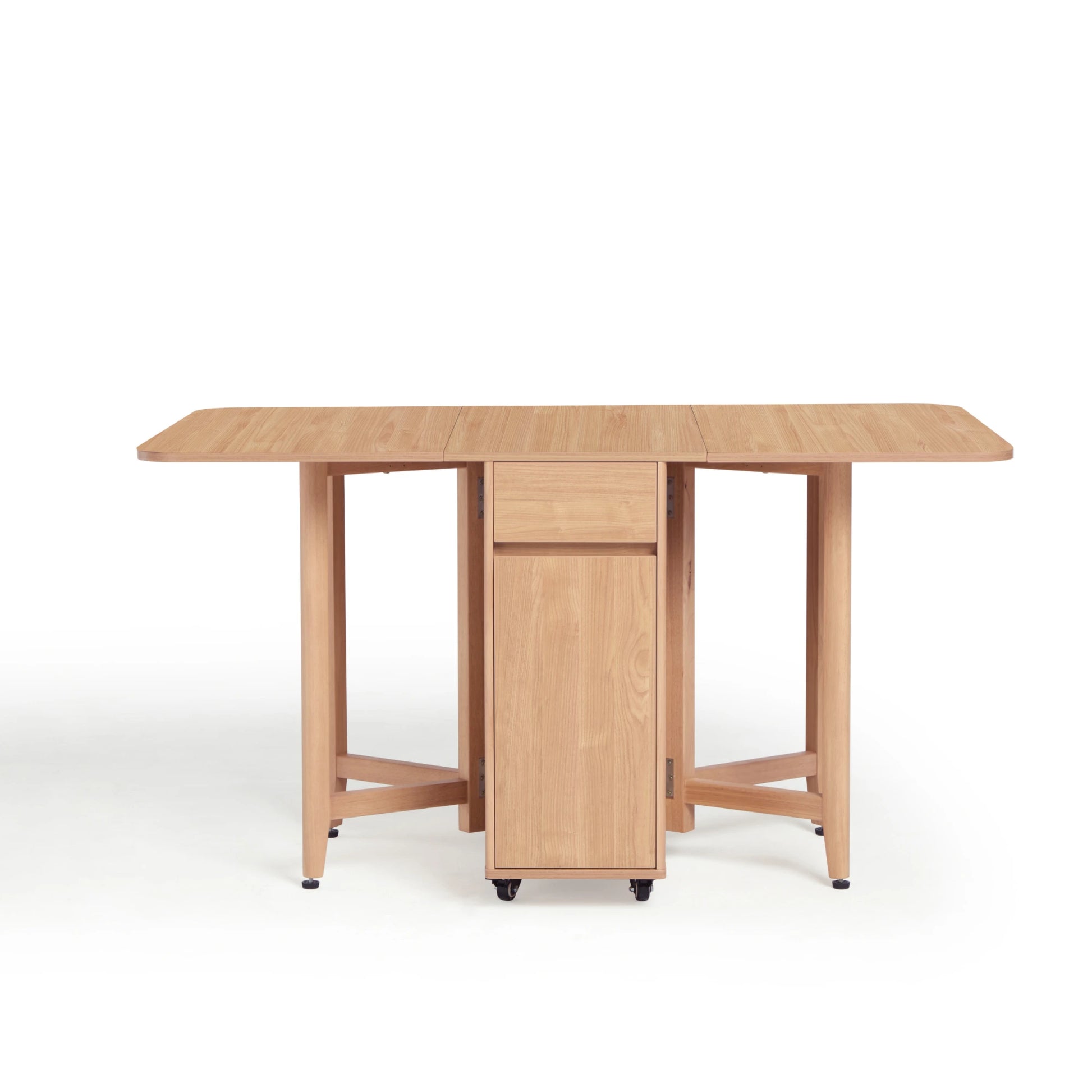 Linspire Yumi Foldable Dining Table with Castors, Natural Wood