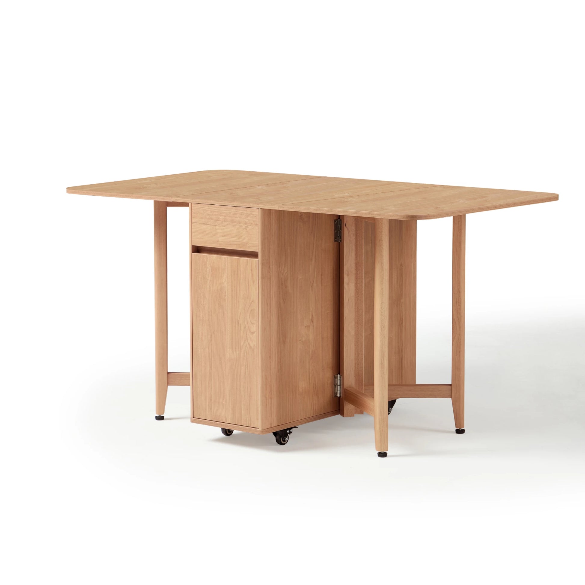 Linspire Yumi Foldable Dining Table with Castors, Natural Wood
