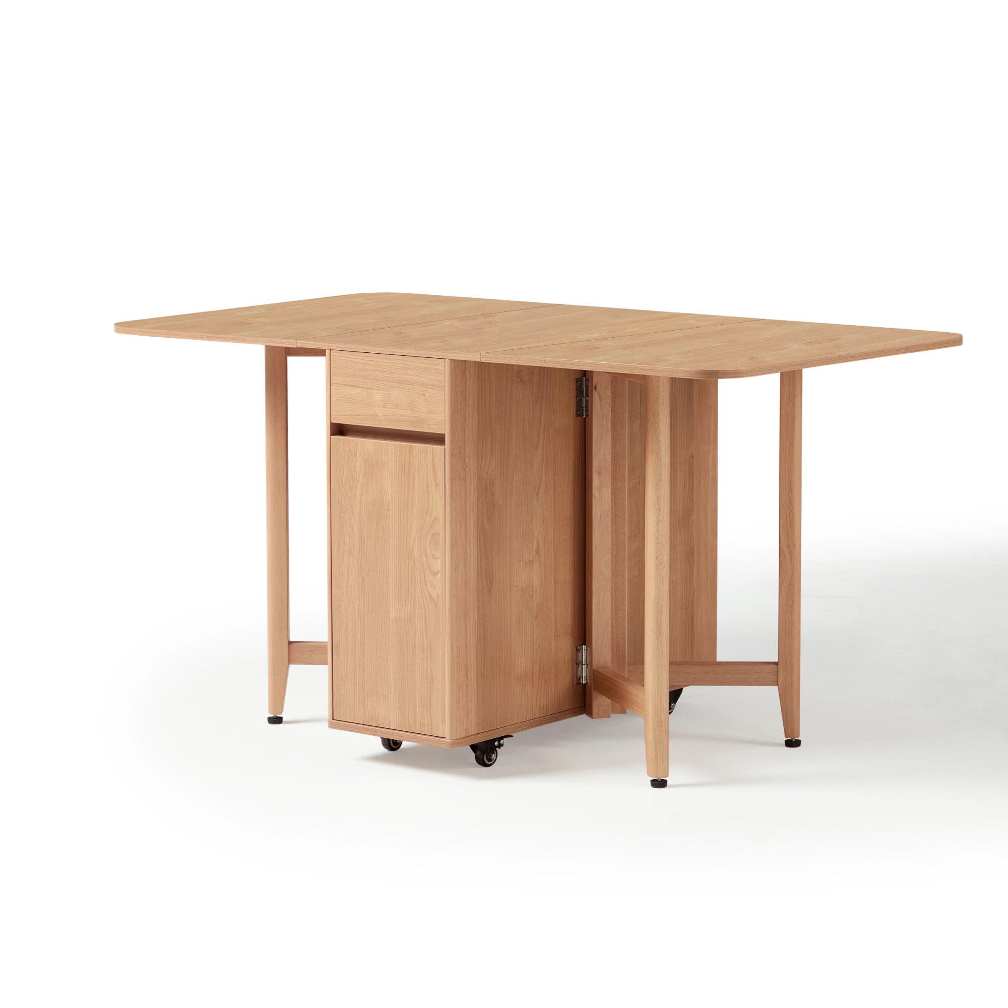 Linspire Yumi Foldable Dining Table with Castors, Natural Wood