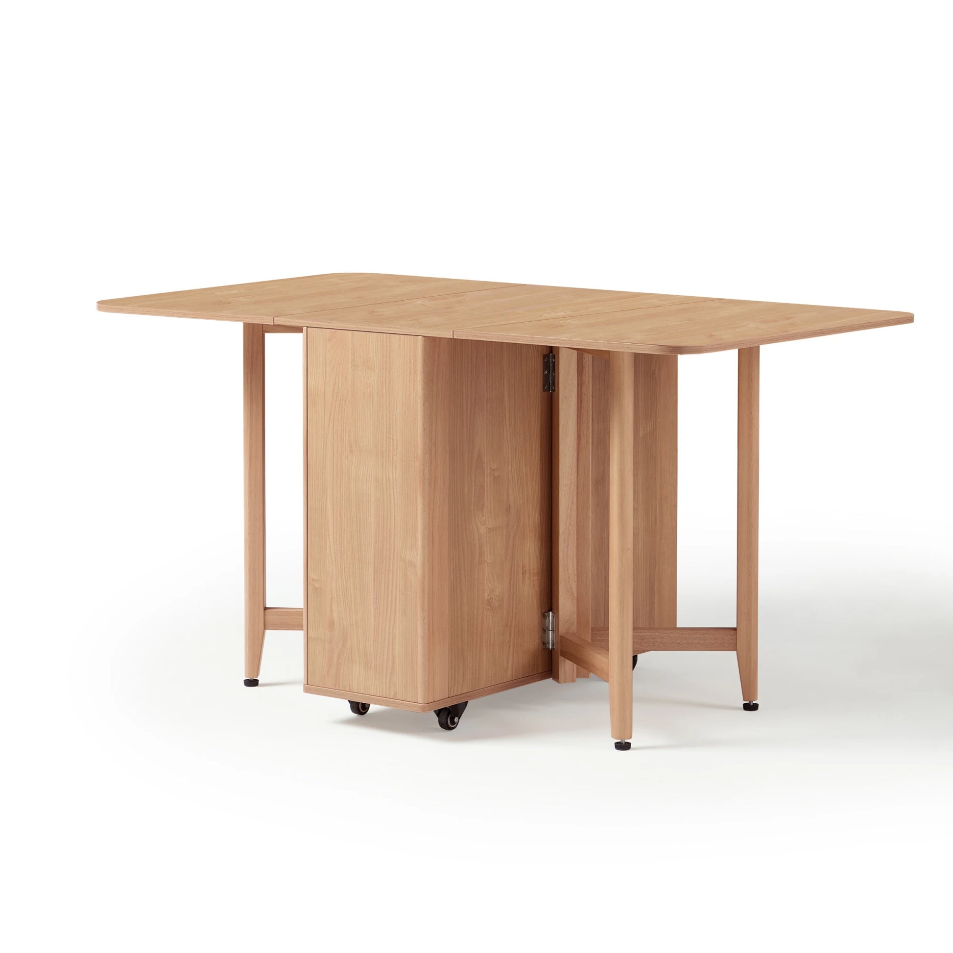 Linspire Yumi Foldable Dining Table with Castors, Natural Wood