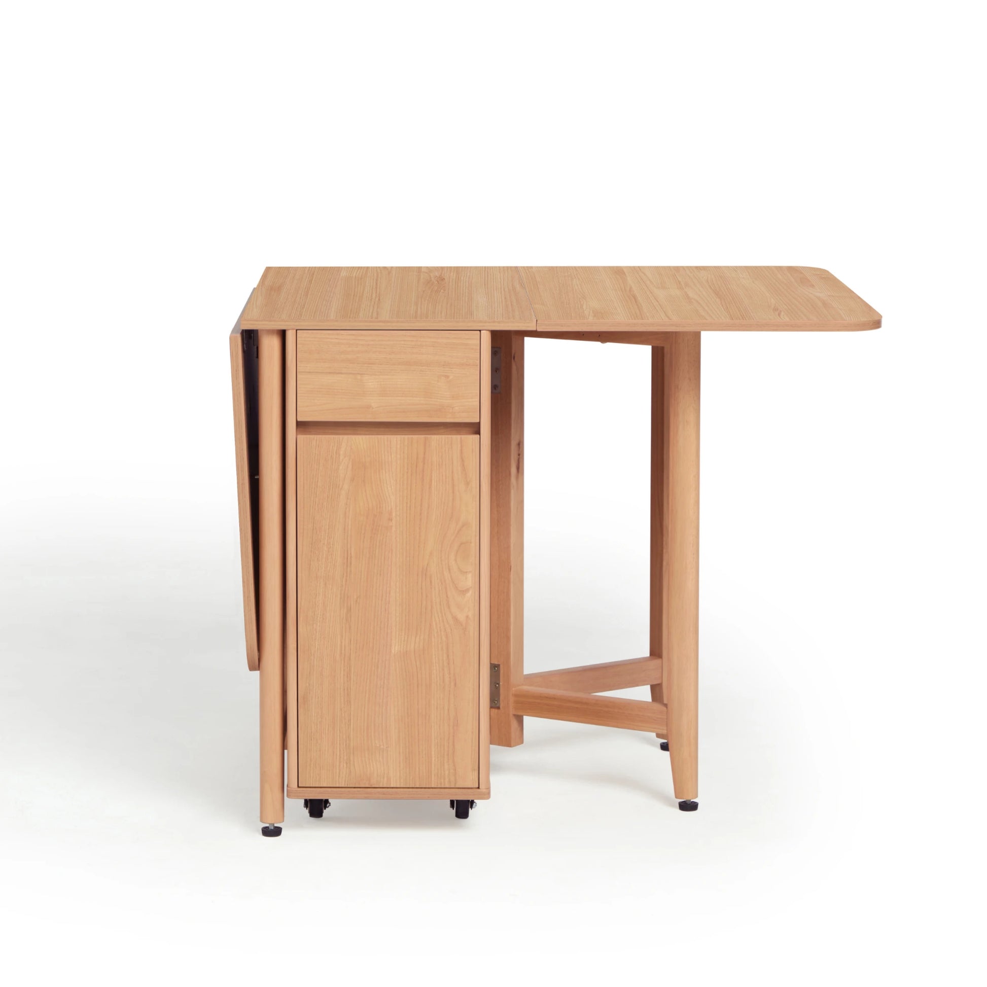 Linspire Yumi Foldable Dining Table with Castors, Natural Wood