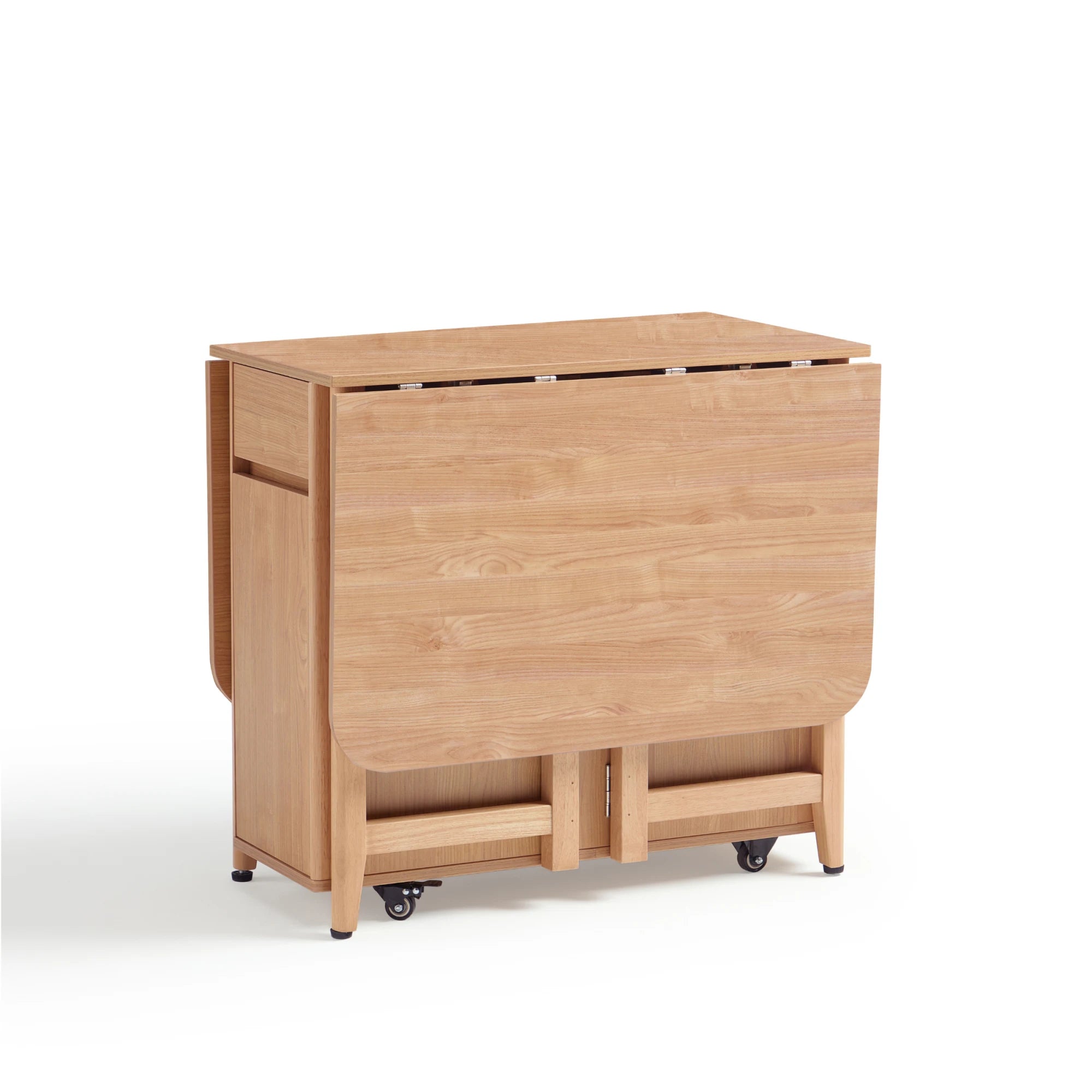 Linspire Yumi Foldable Dining Table with Castors, Natural Wood