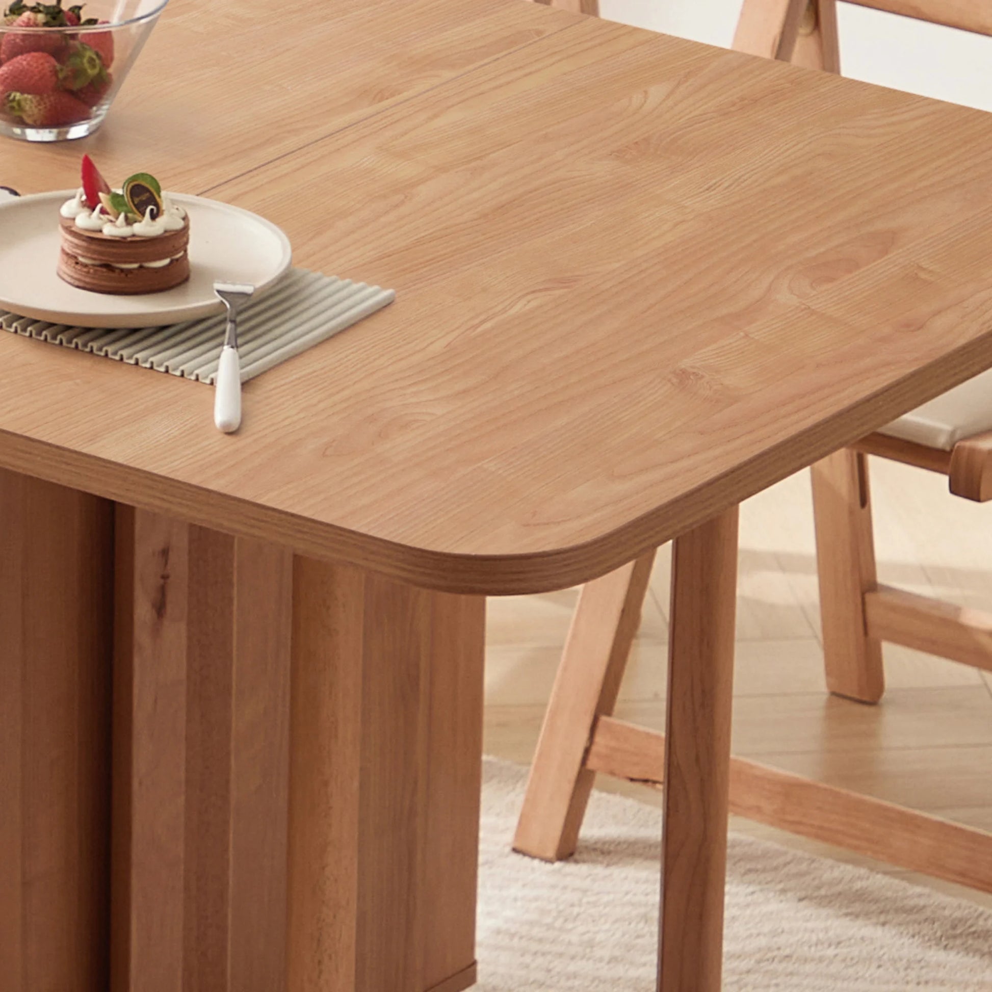 Linspire Yumi Foldable Dining Table with Castors, Natural Wood