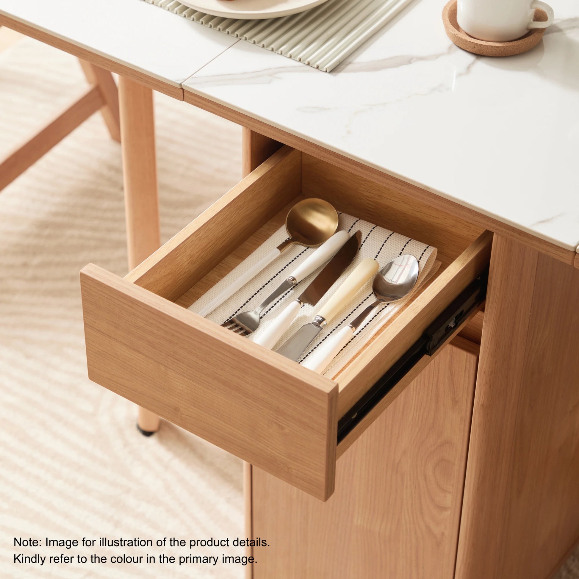 Linspire Yumi Foldable Dining Table with Castors, Natural Wood