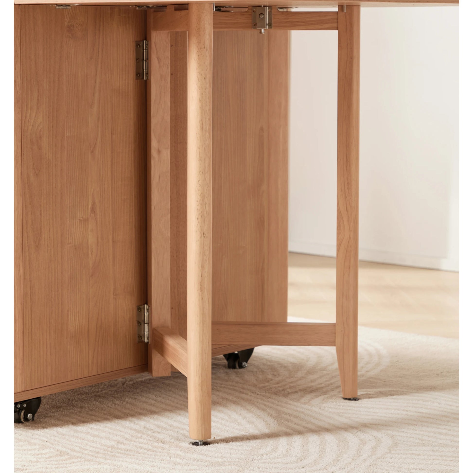 Linspire Yumi Foldable Dining Table with Castors, Natural Wood