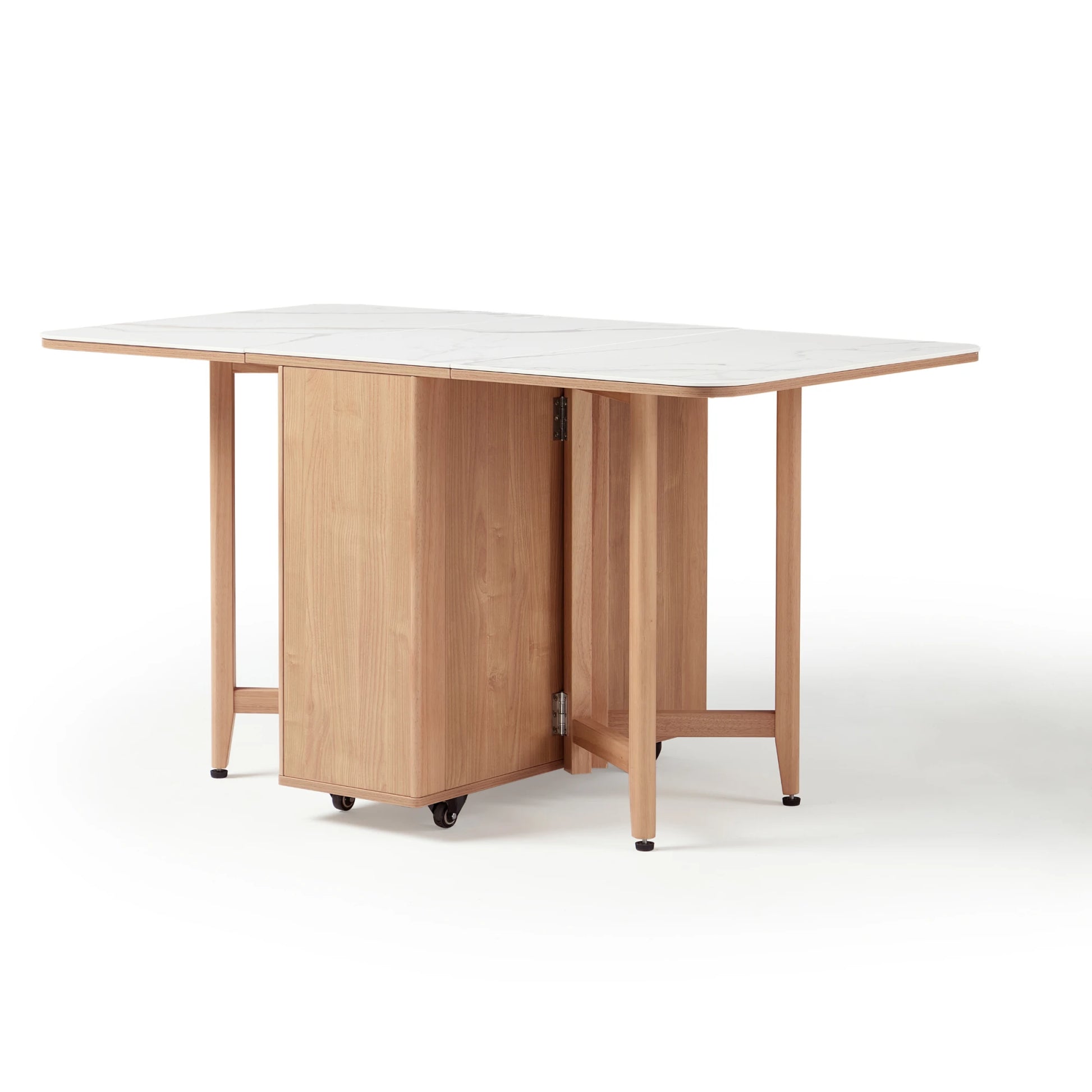 Linspire Yumi Sintered Stone Table Top Foldable Dining Table & Kitchen islands Set, Natural Wood