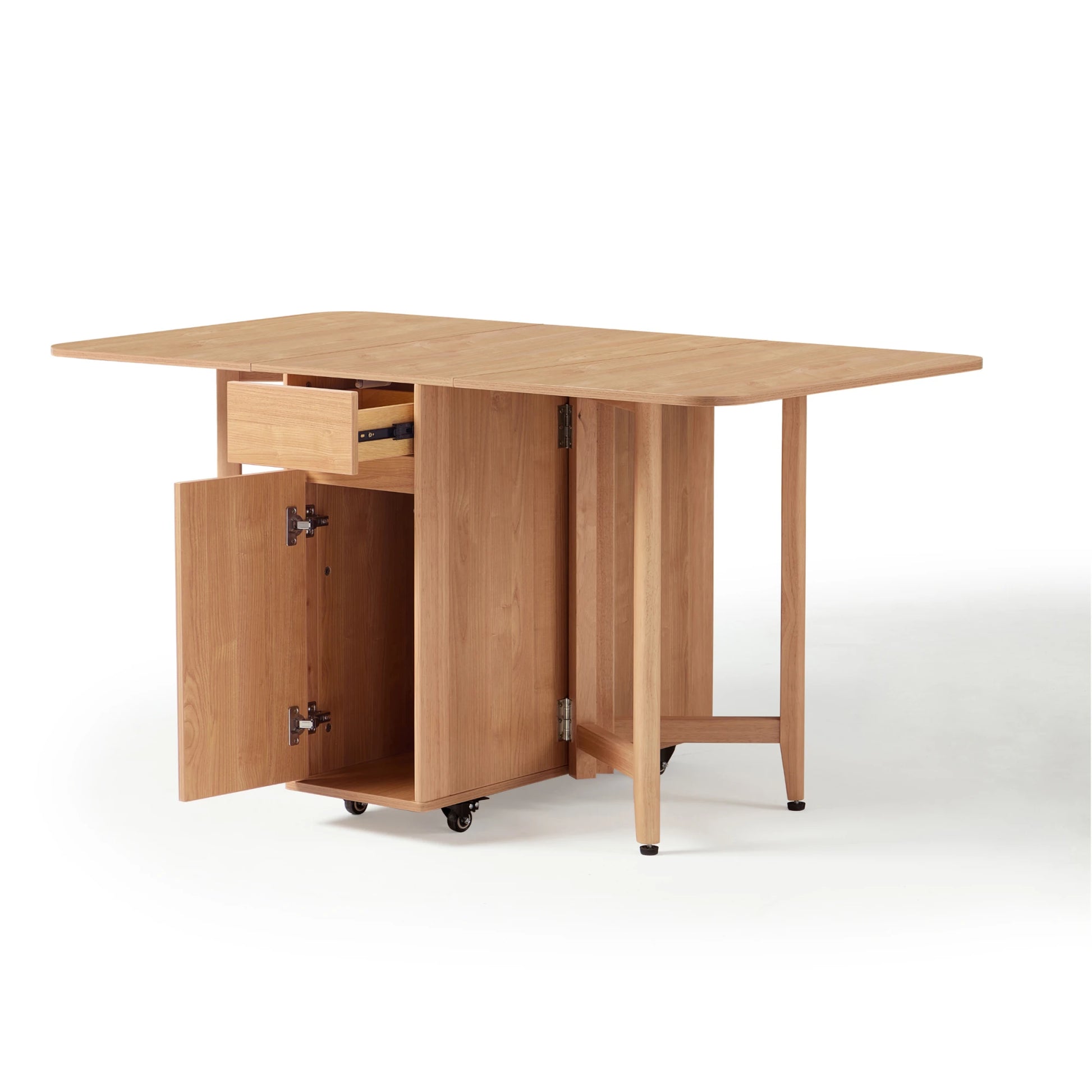 Linspire Yumi Foldable Dining Table & Kitchen islands Set, Natural Wood