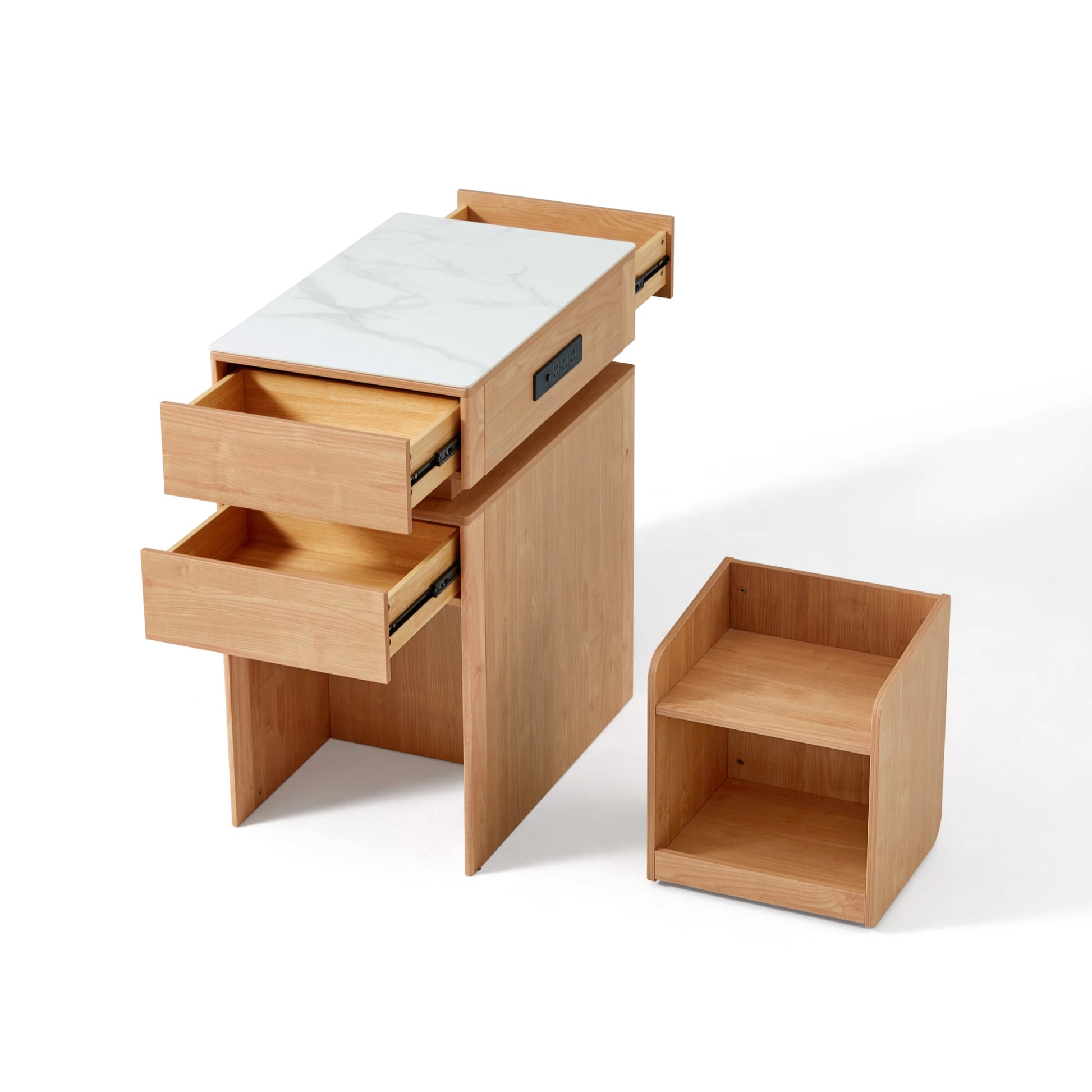 Linspire Yumi Foldable Dining Table & Kitchen islands Set, Natural Wood
