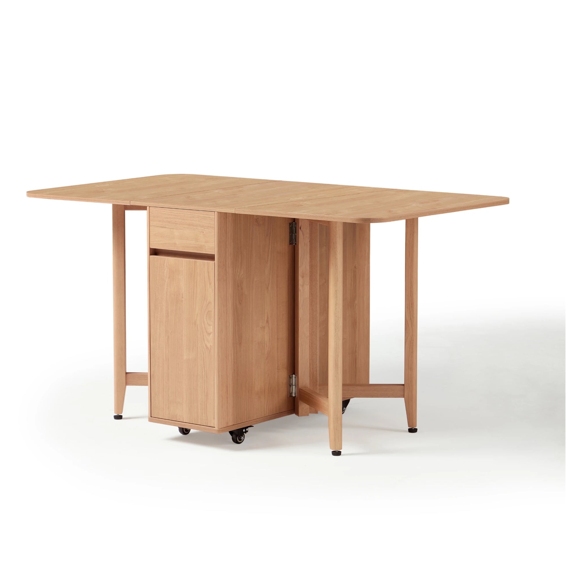 Linspire Yumi Foldable Dining Table & 4 Dining Chairs Set, Natural Wood