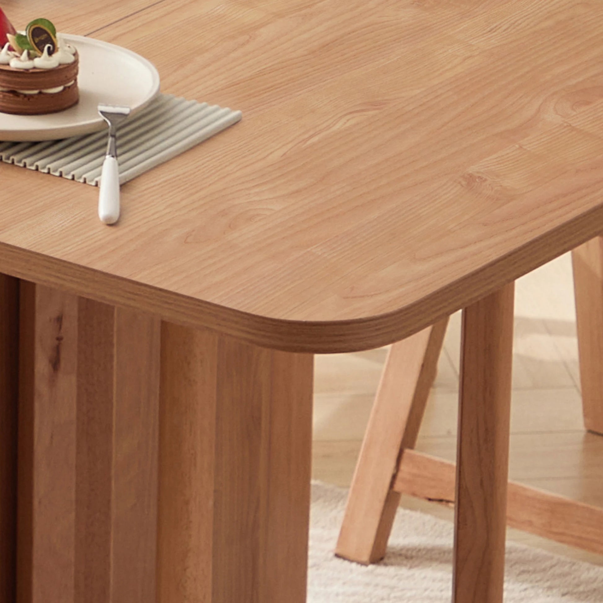 Linspire Yumi Foldable Dining Table & 4 Dining Chairs Set, Natural Wood