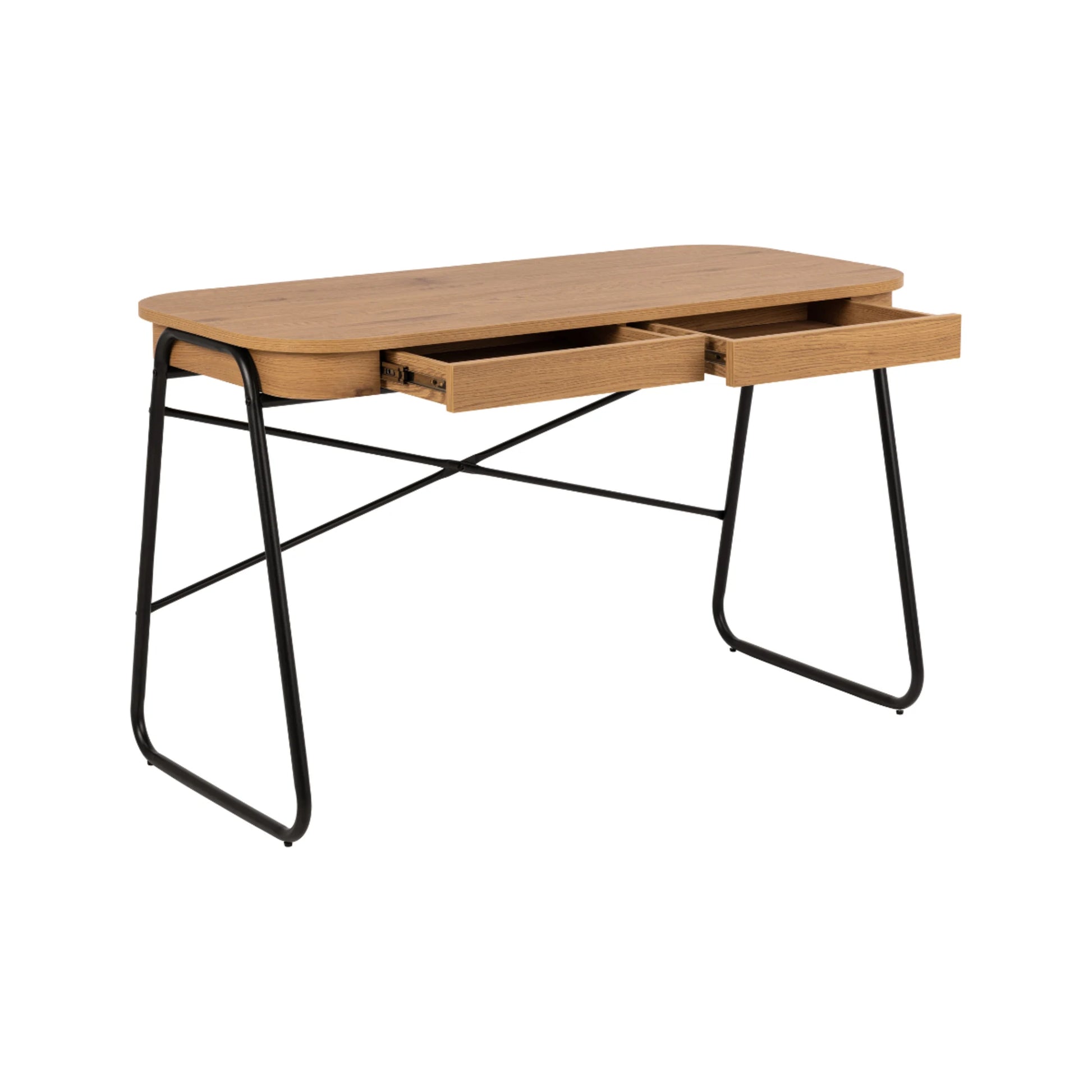 Hjem Design Blueton Desk, Natural Wood & Black