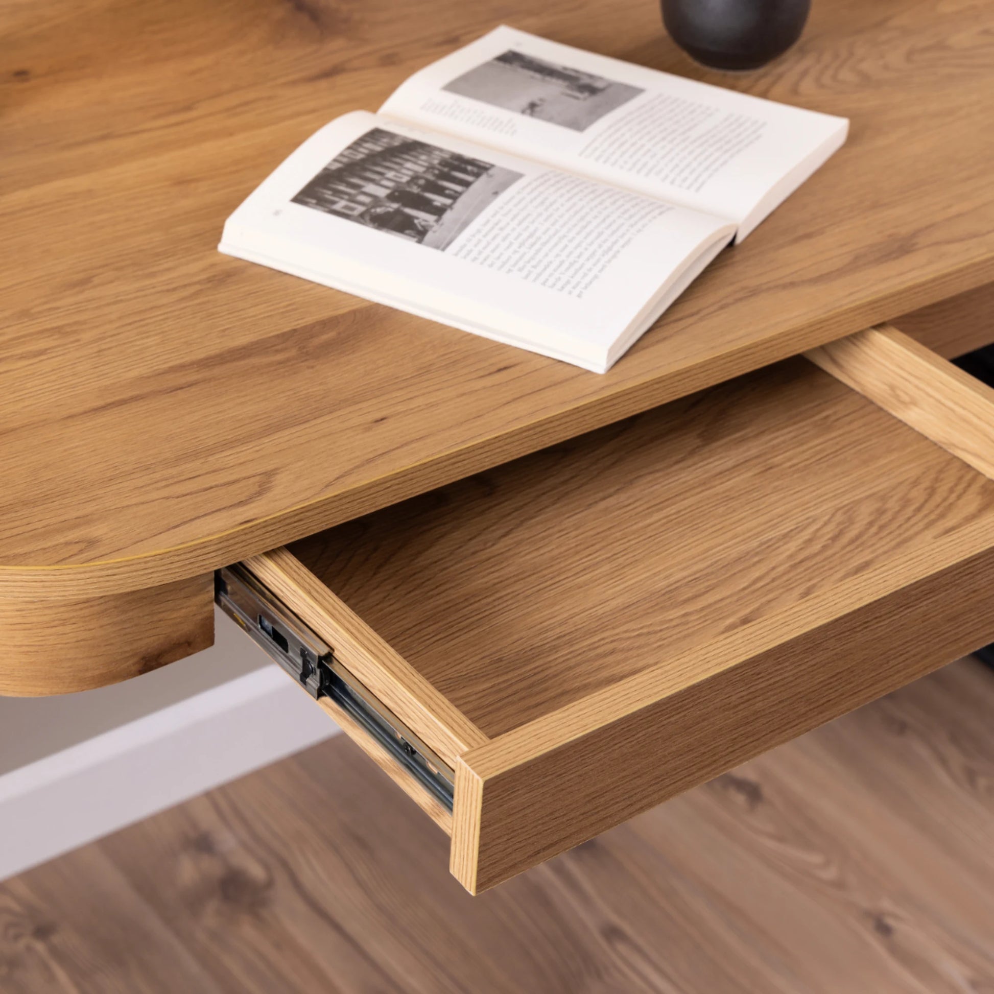 Hjem Design Blueton Desk, Natural Wood & Black
