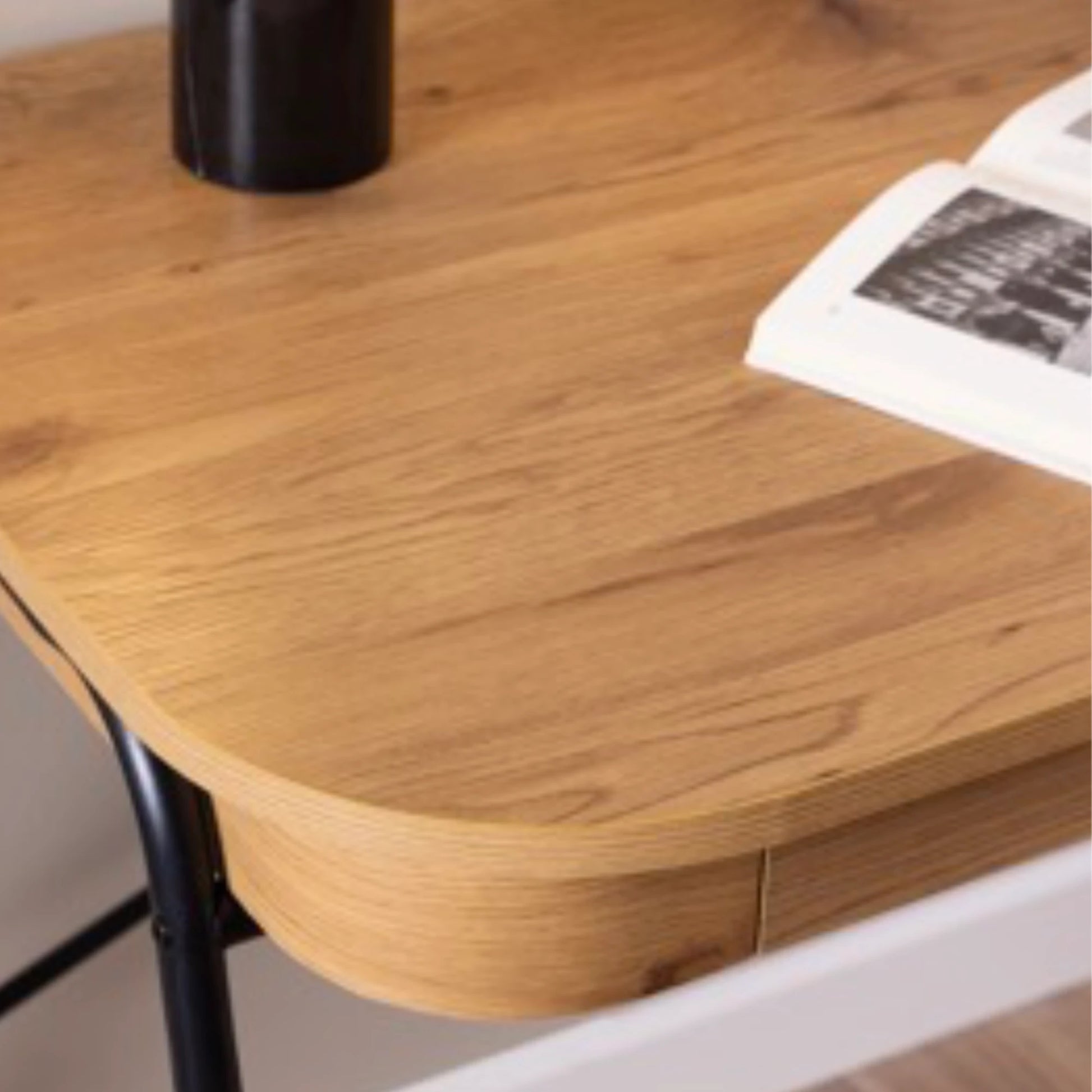 Hjem Design Blueton Desk, Natural Wood & Black
